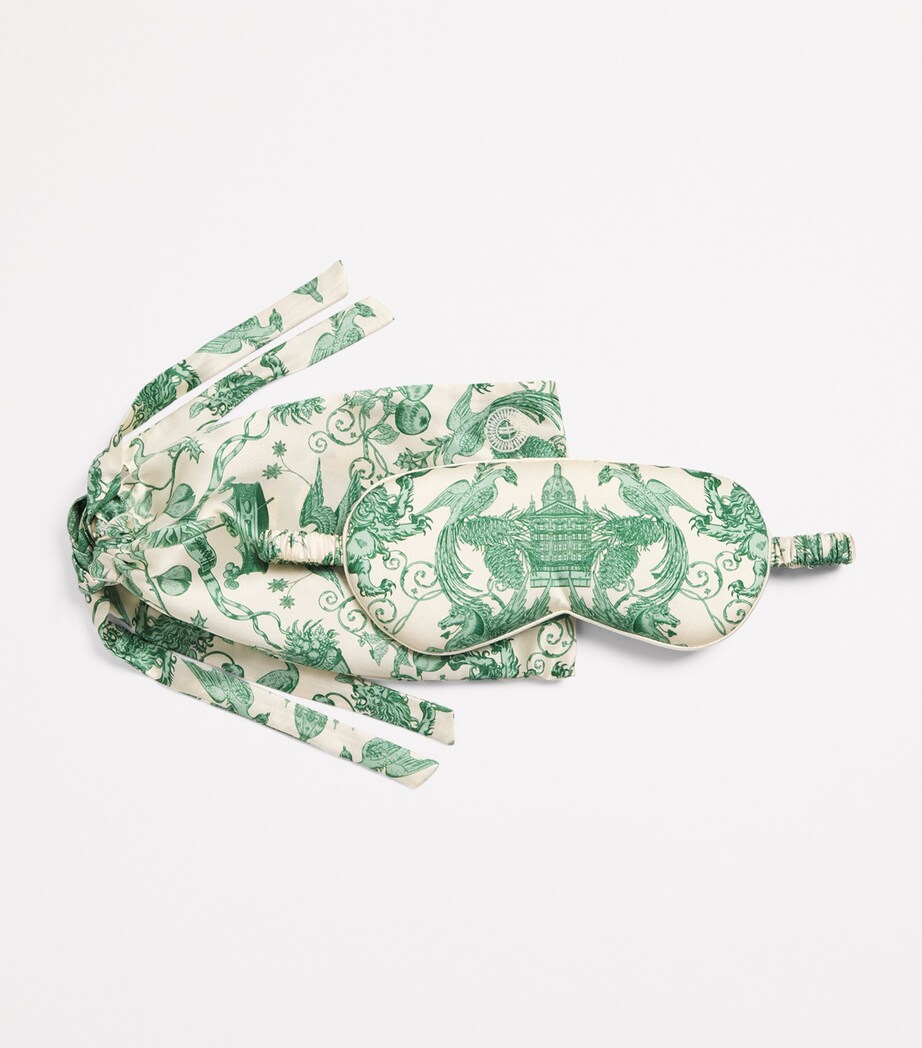 Harrods Womens Silk Menagerie Print Sleep Mask Harrods Green Image 4
