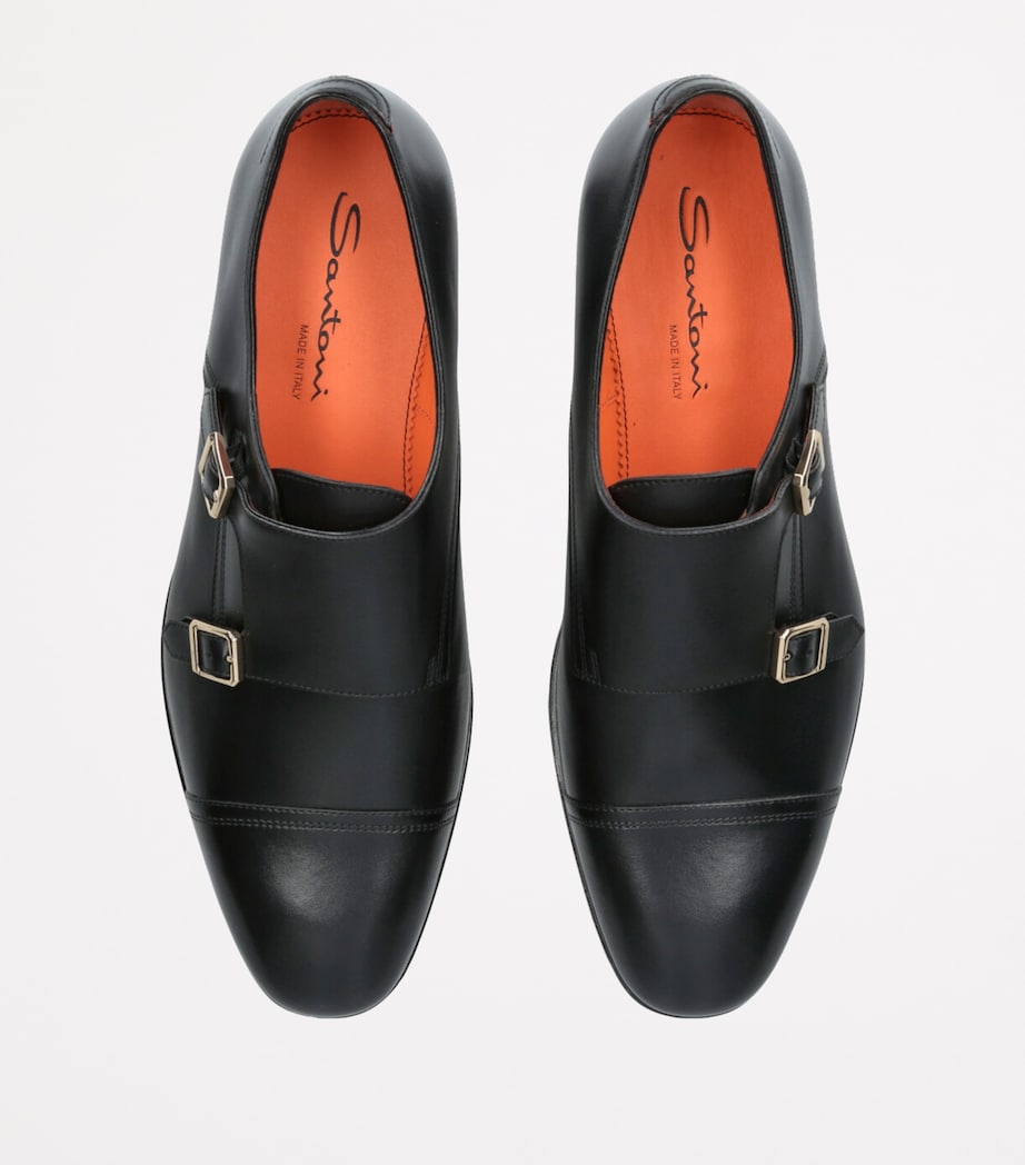 Leather Adrian Blake Monk Shoes BLACK Image 4