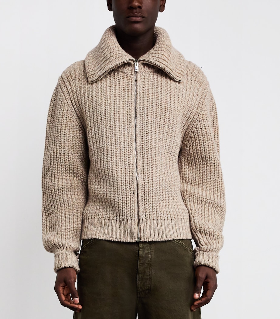 Alpaca-Yak Zip-Up Cardigan BEIGE/OAT MU212 Image 2