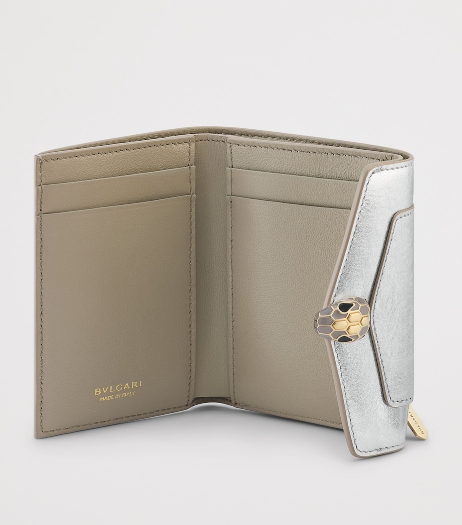 Bvlgari Metallic Leather Serpenti Forever Compact Wallet Silver Image 3