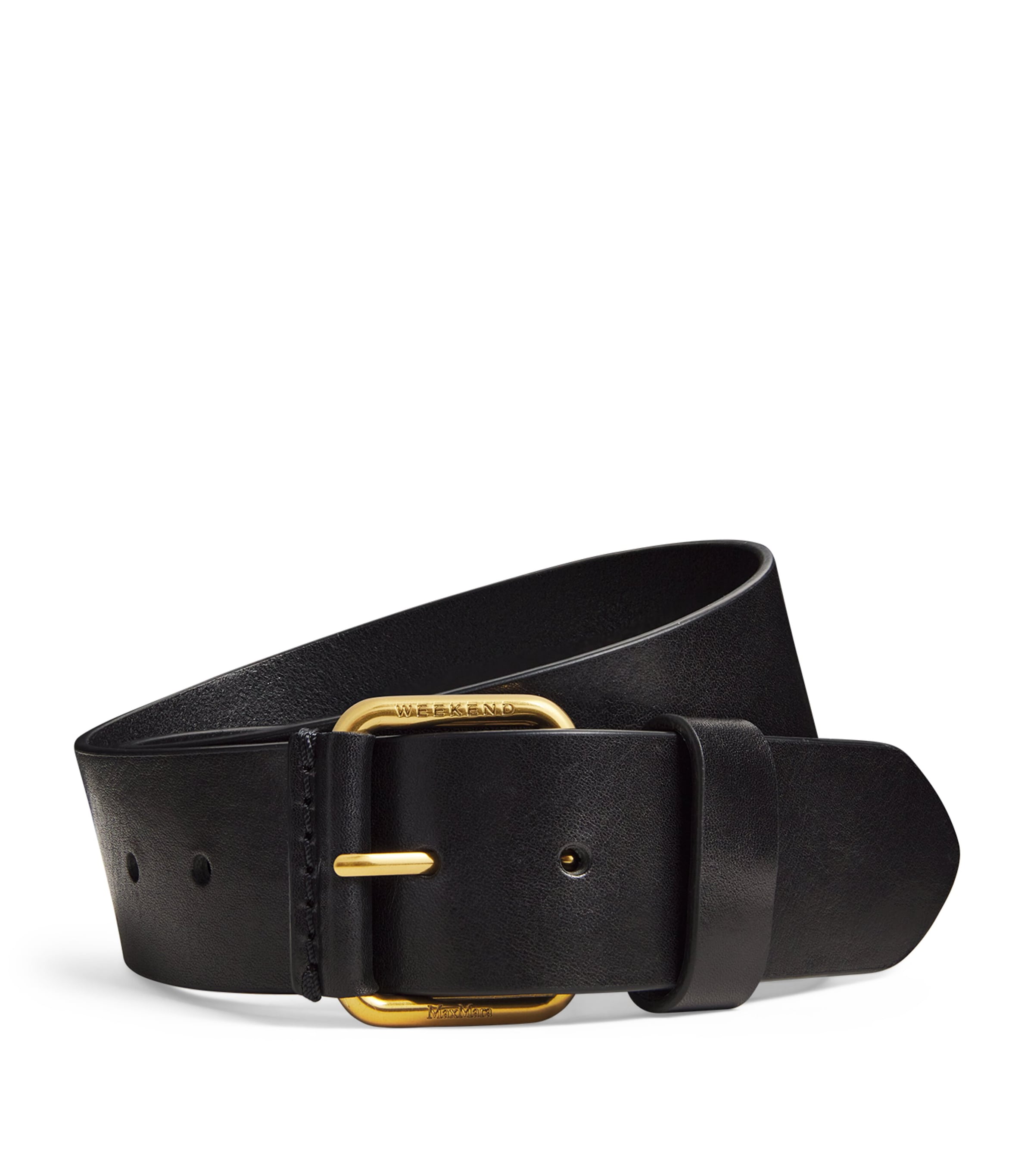 Shop Weekend Max Mara Leather Belt In Black