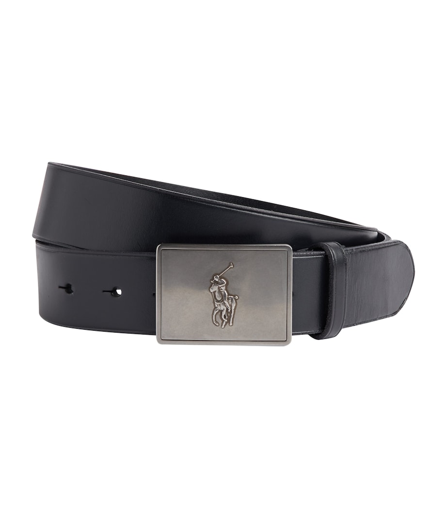 Leather Polo Pony Belt BLACK Image 2