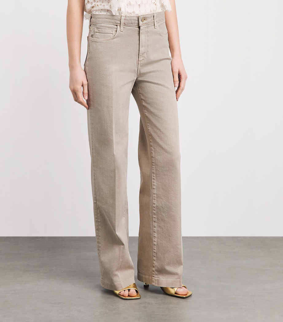 L'Agence Womens High-Rise Scottie Wide-Leg Jeans Biscuit Image 4