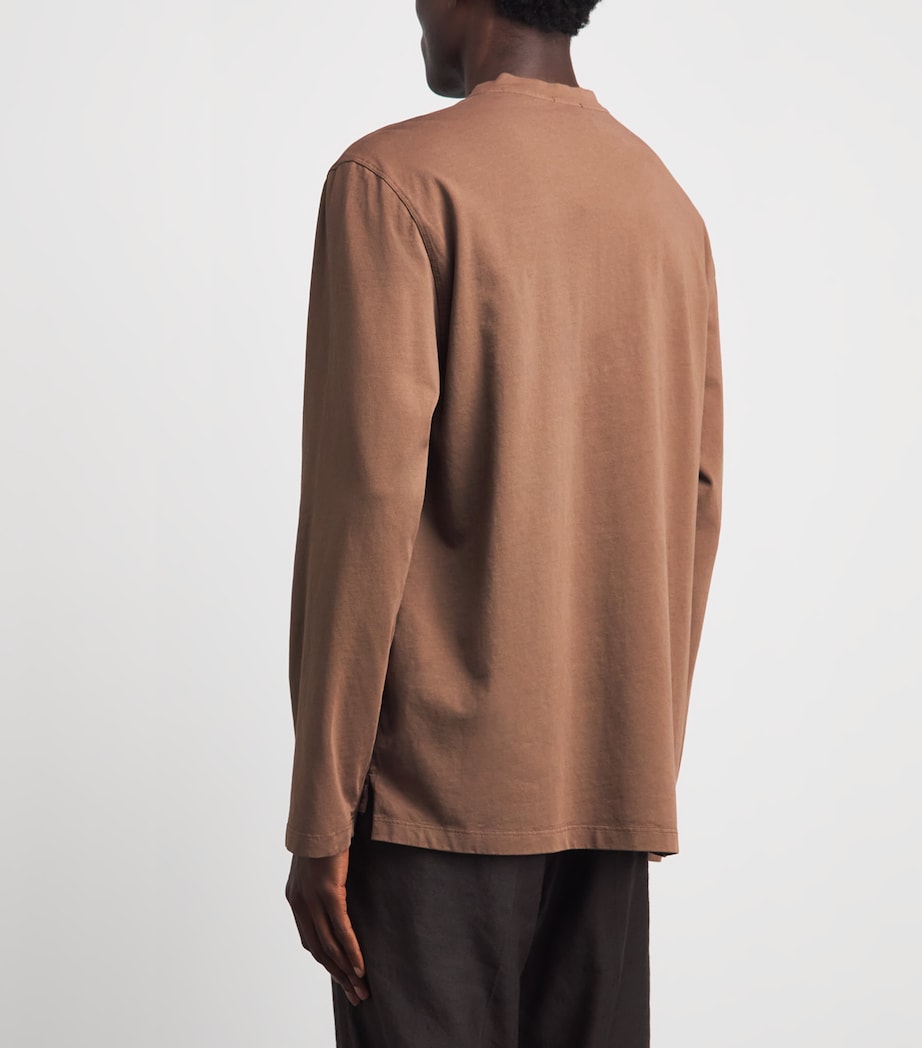 Barena Mens Cotton Jersey Henley Top Bronzo Image 5