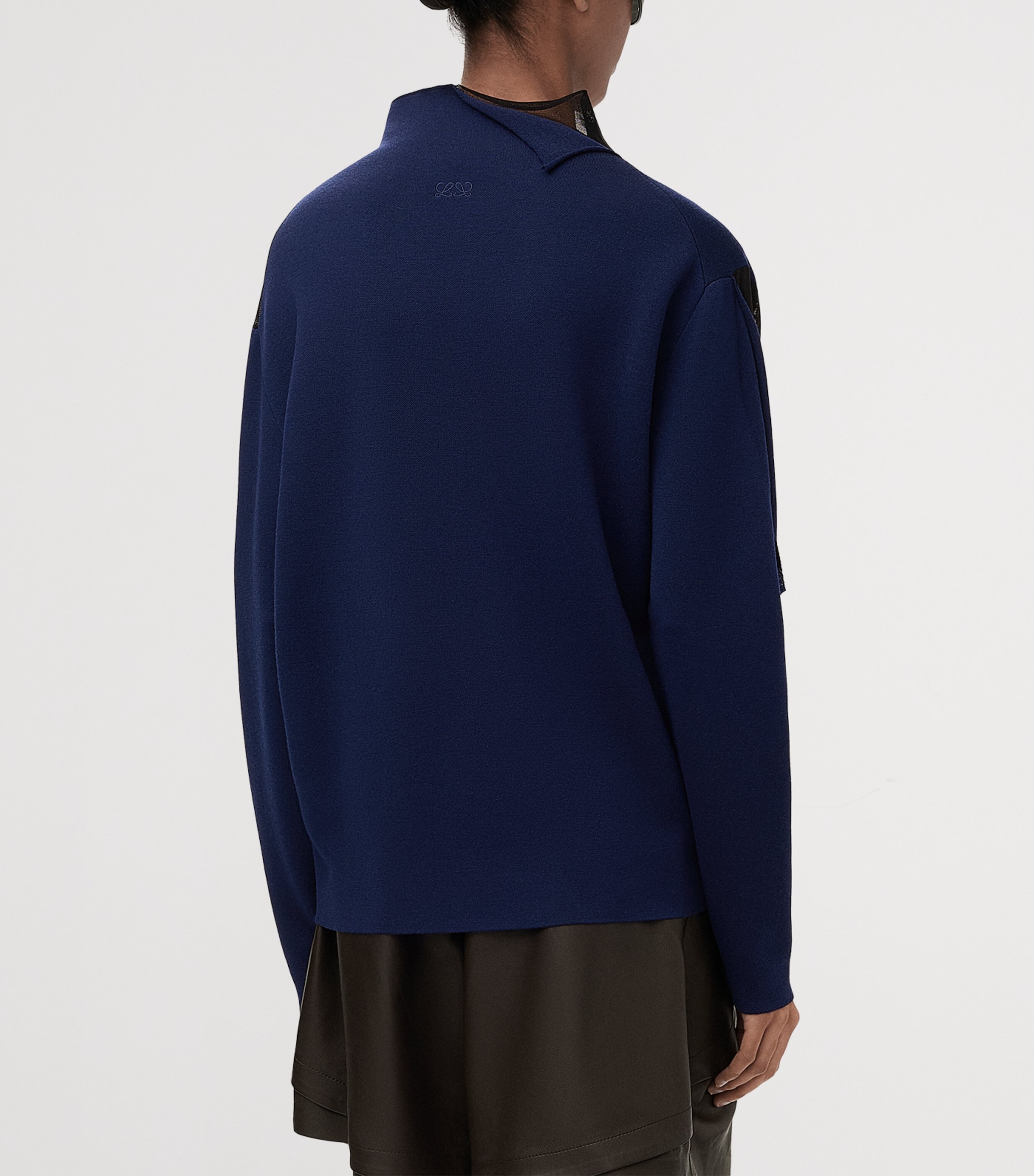 LOEWE Womens Draped Cut-Away Sweater Navy/black Image 4
