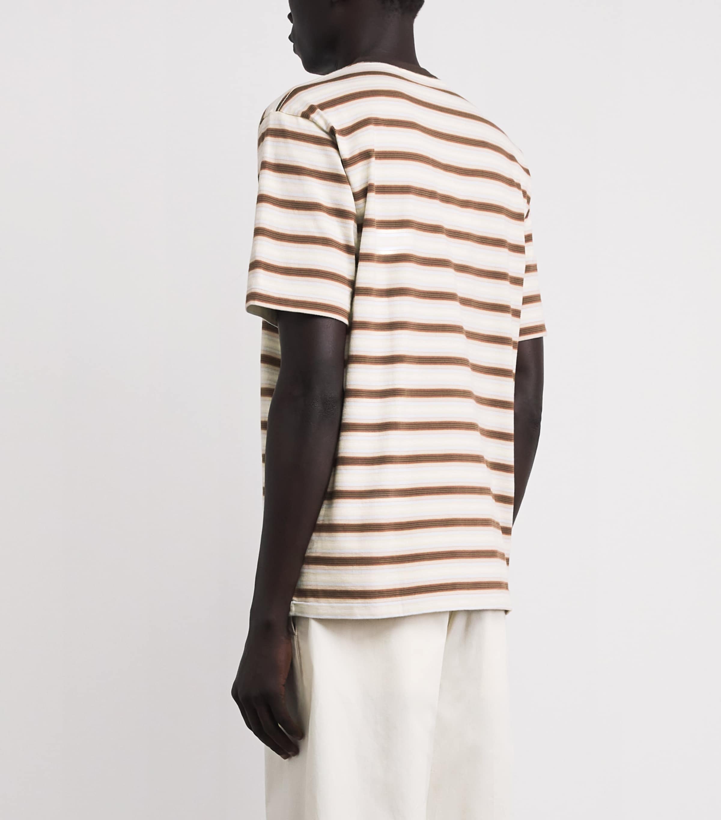 Auralee Mens Cotton Gradient Stripe T-Shirt Fade Brown Stripe Image 5