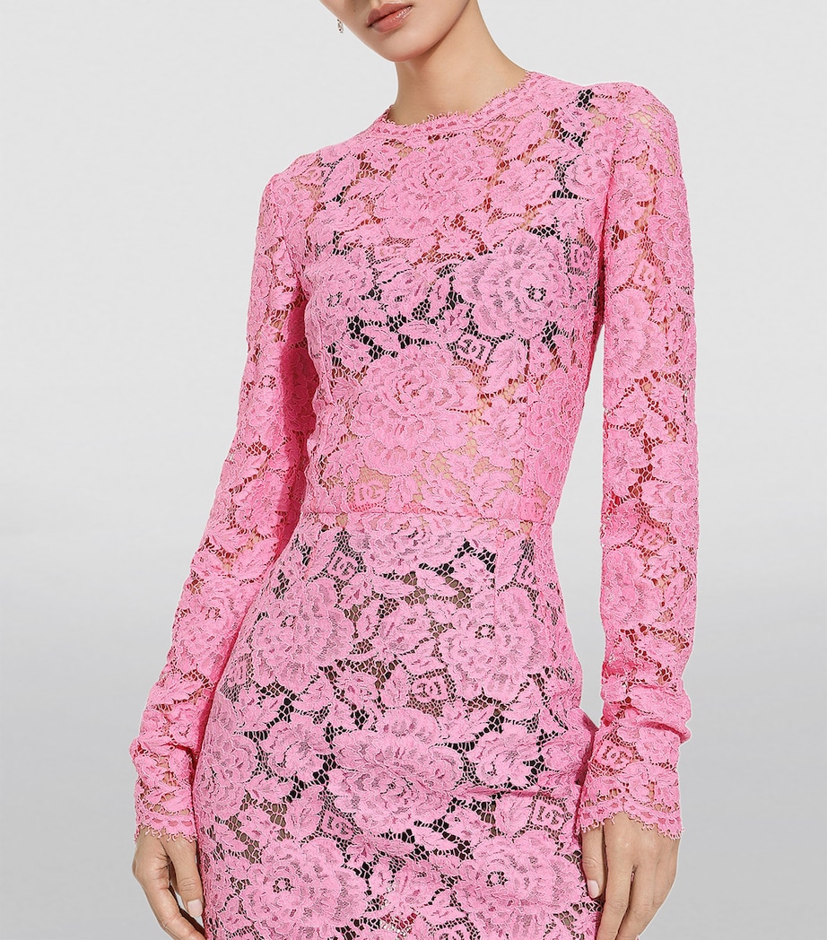 Lace Floral Midi Dress F0758-PINK 2 Image 3