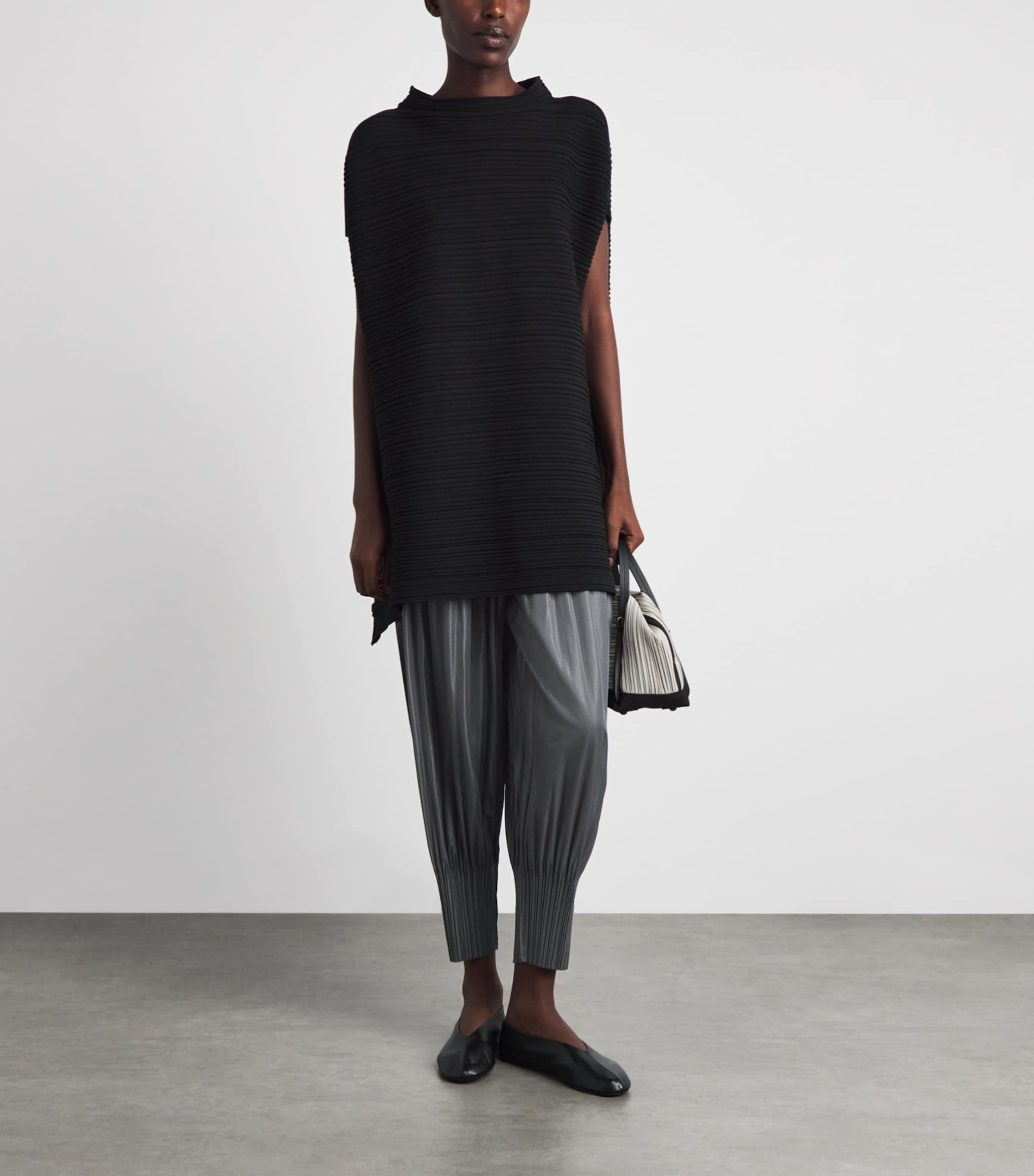 Pleats Please Issey Miyake Womens Fluffy Basics Tapered Trousers Grey Image 2