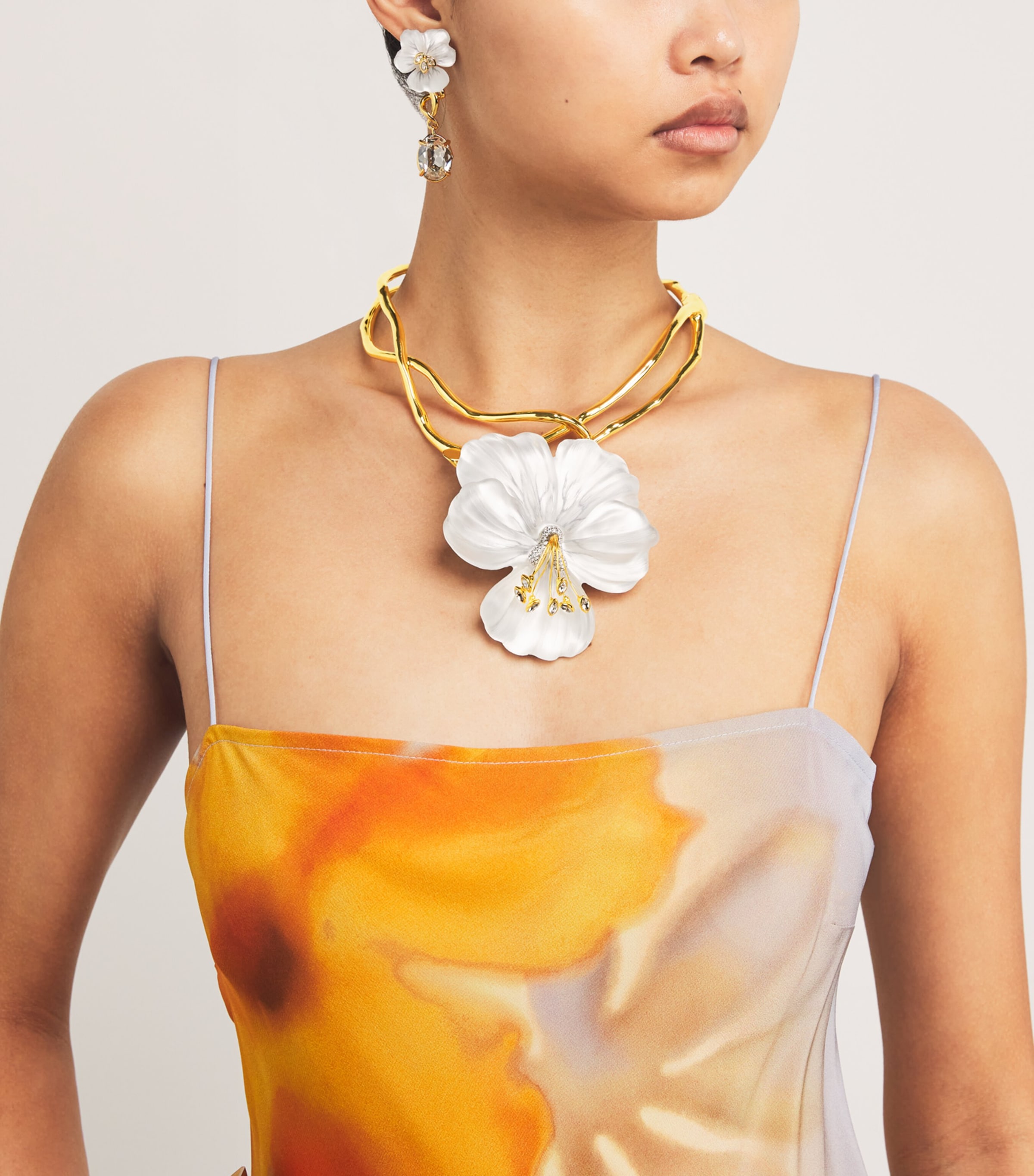 ALEXIS BITTAR GOLD-PLATED CRYSTAL PANSY NECKLACE 