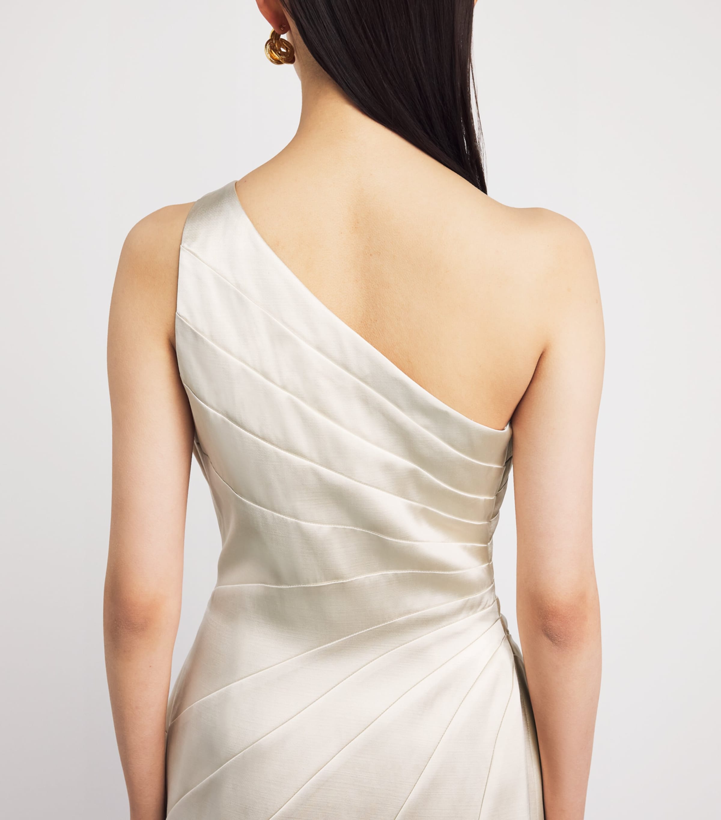 Sandro Paris Womens Satin Asymmetric Mini Dress Latte Image 5