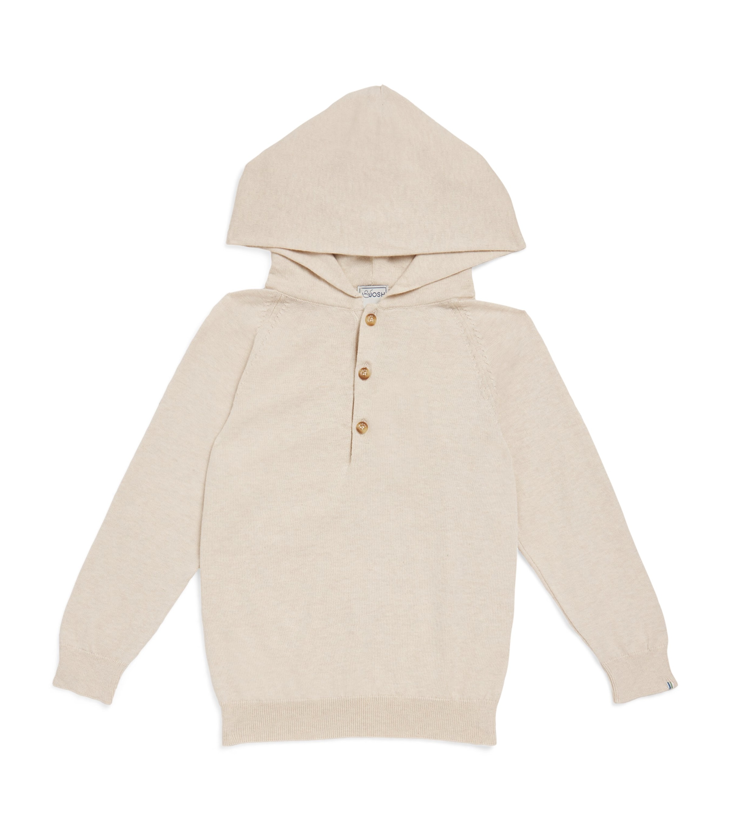 J & Josh Cotton Button Hoodie In Beige