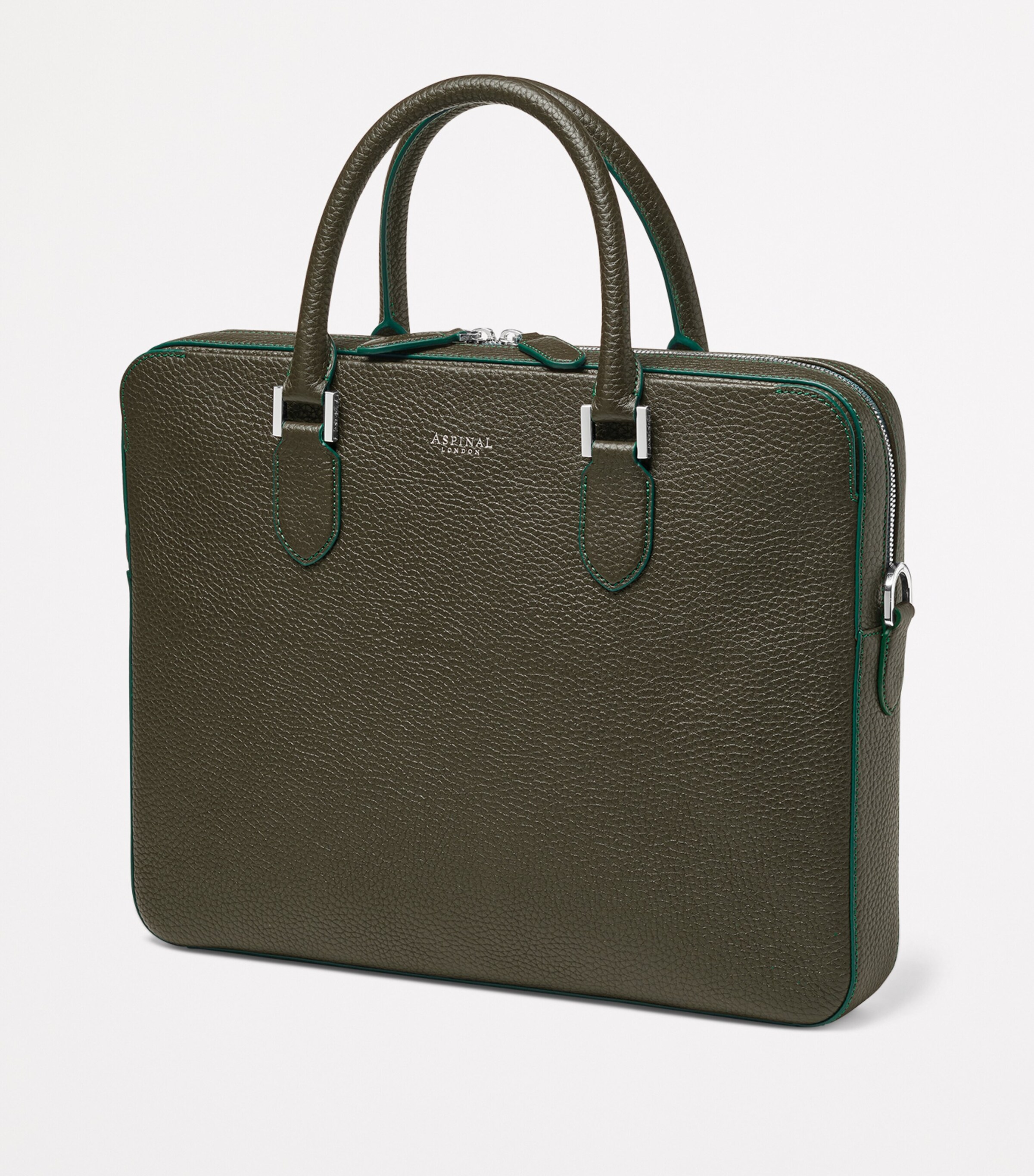 Leather Mount Street Briefcase Bag FORESTGREEN Image 4