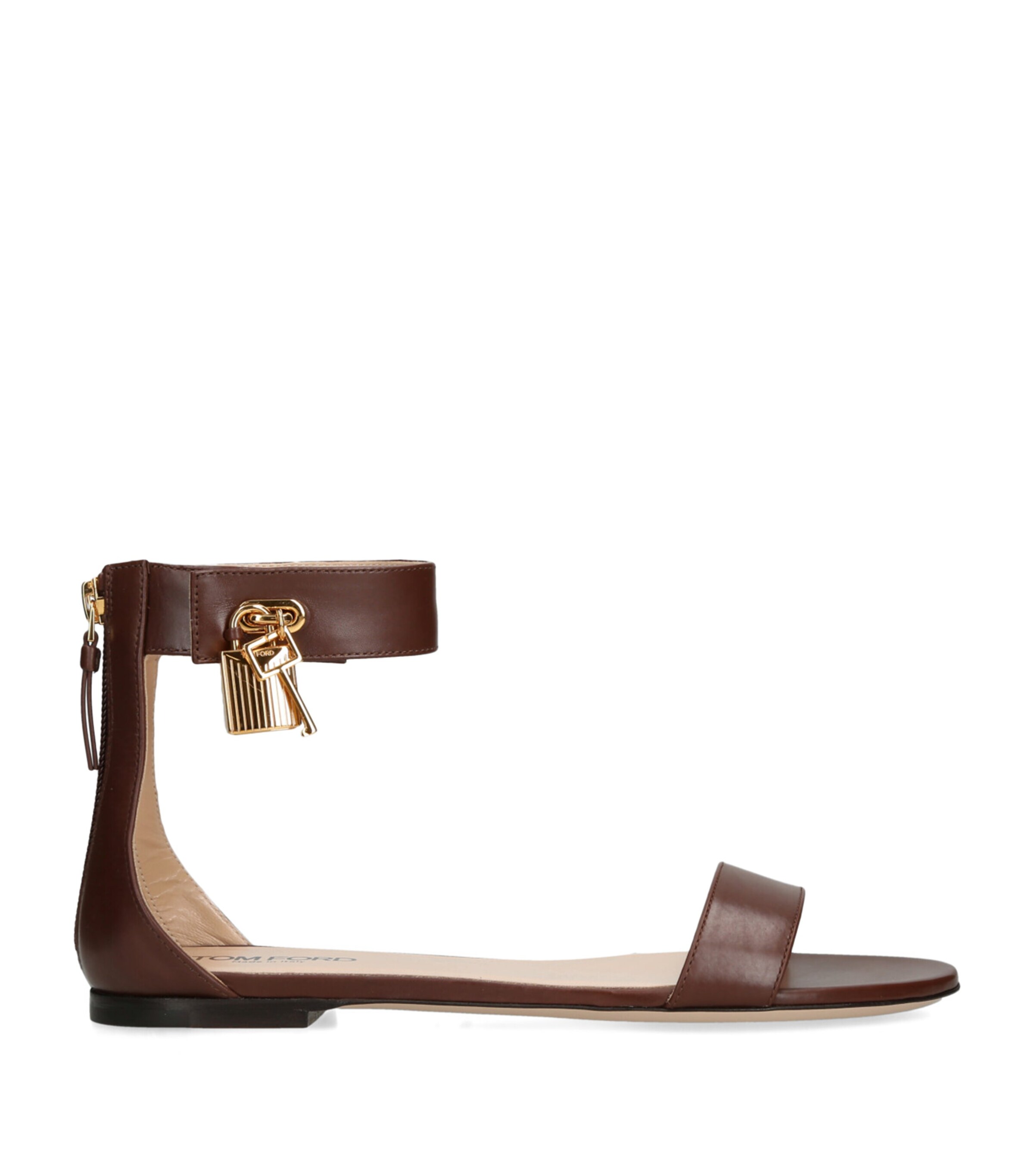 TOM FORD Leather Padlock Sandals Dark Brown Image 1