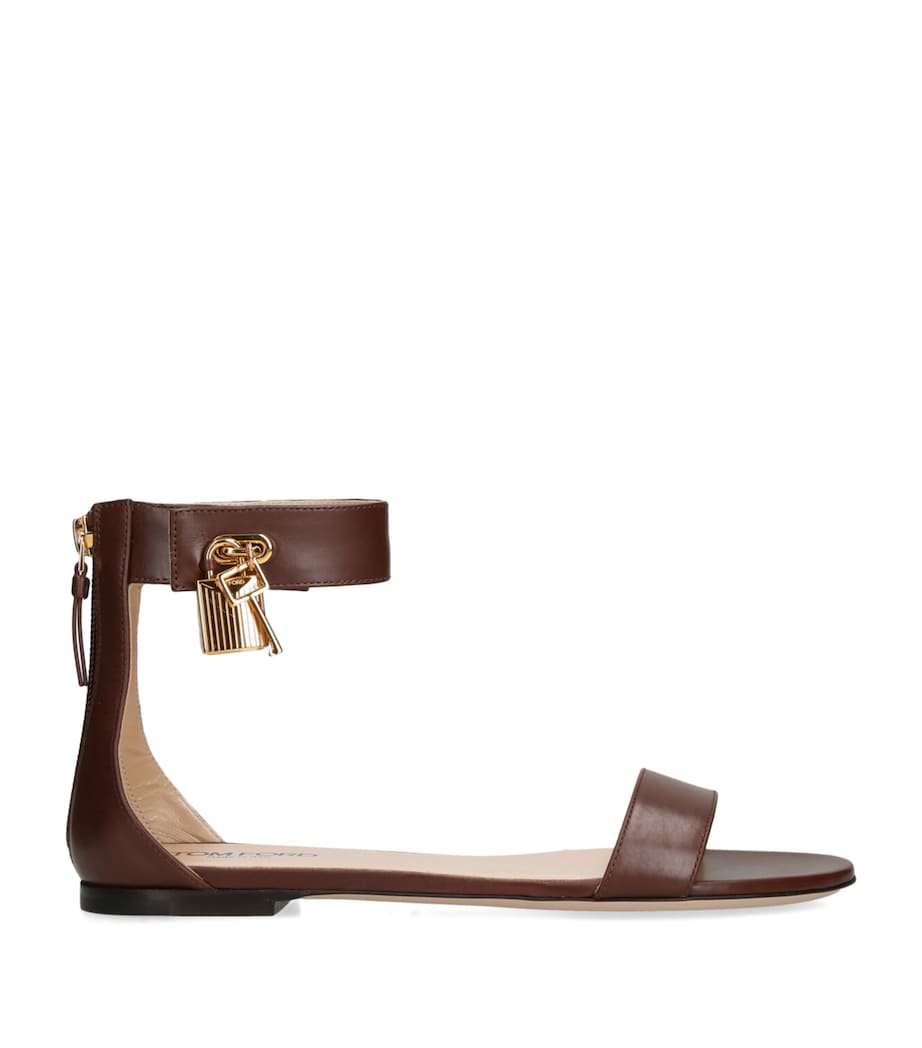 Leather Padlock Sandals DARK BROWN Image 1