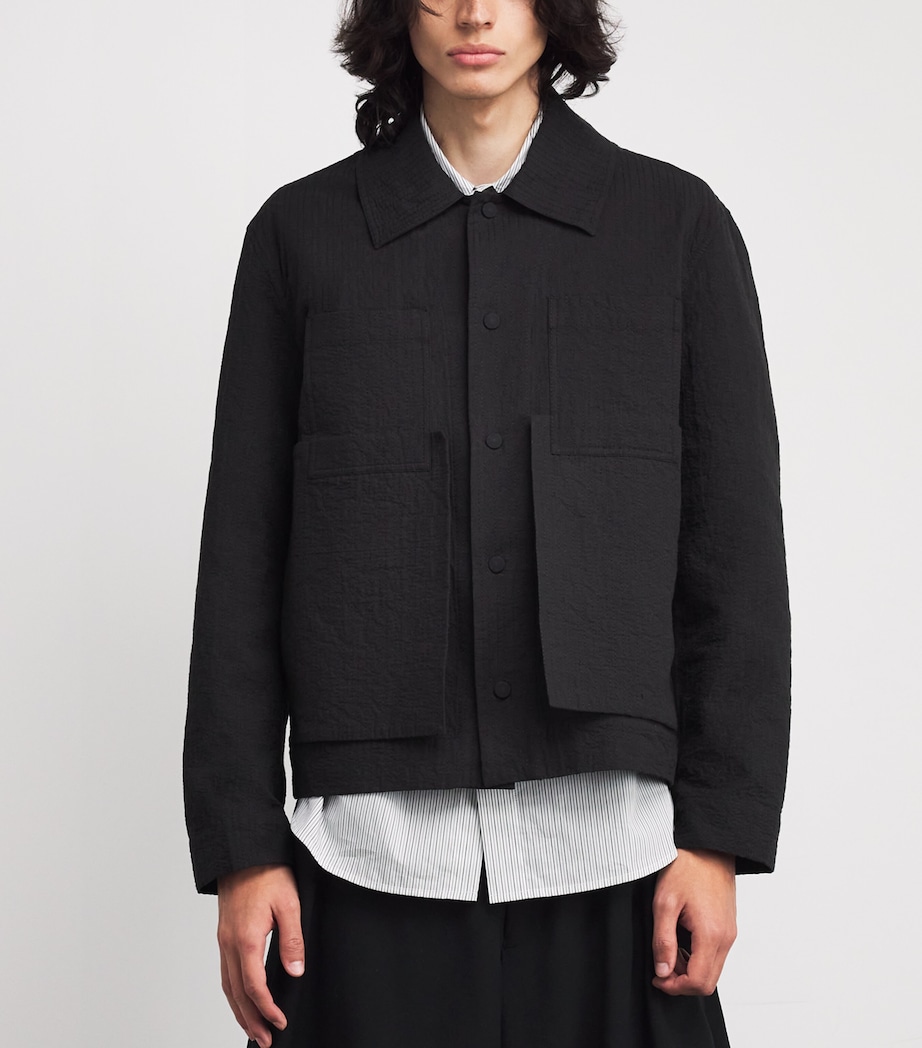 Cotton Embroidered Worker Jacket BLACK Image 3