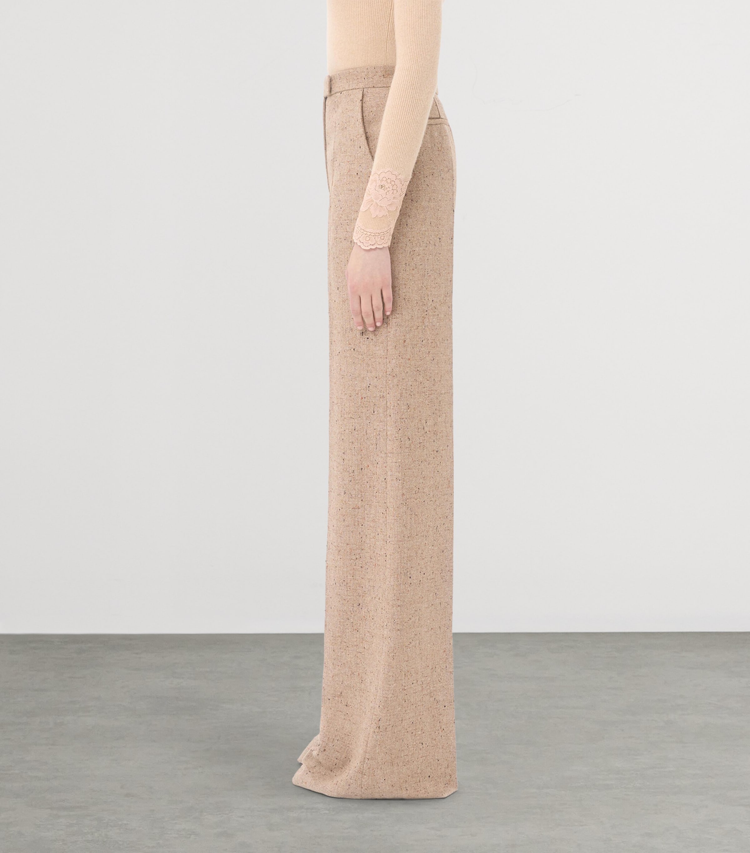 Valentino Womens Virgin Wool Wide-Leg Trousers Image 2