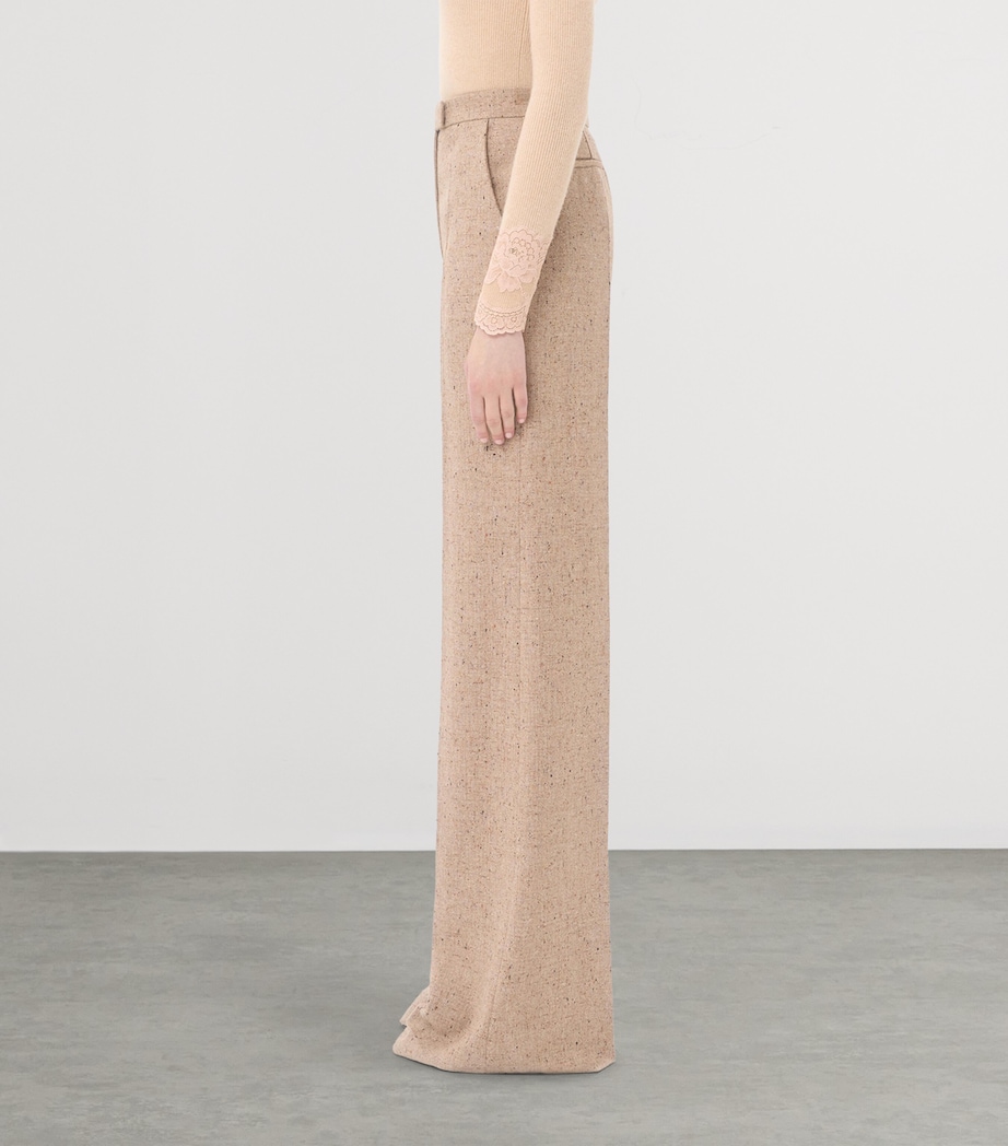 Valentino Womens Virgin Wool Wide-Leg Trousers Image 2