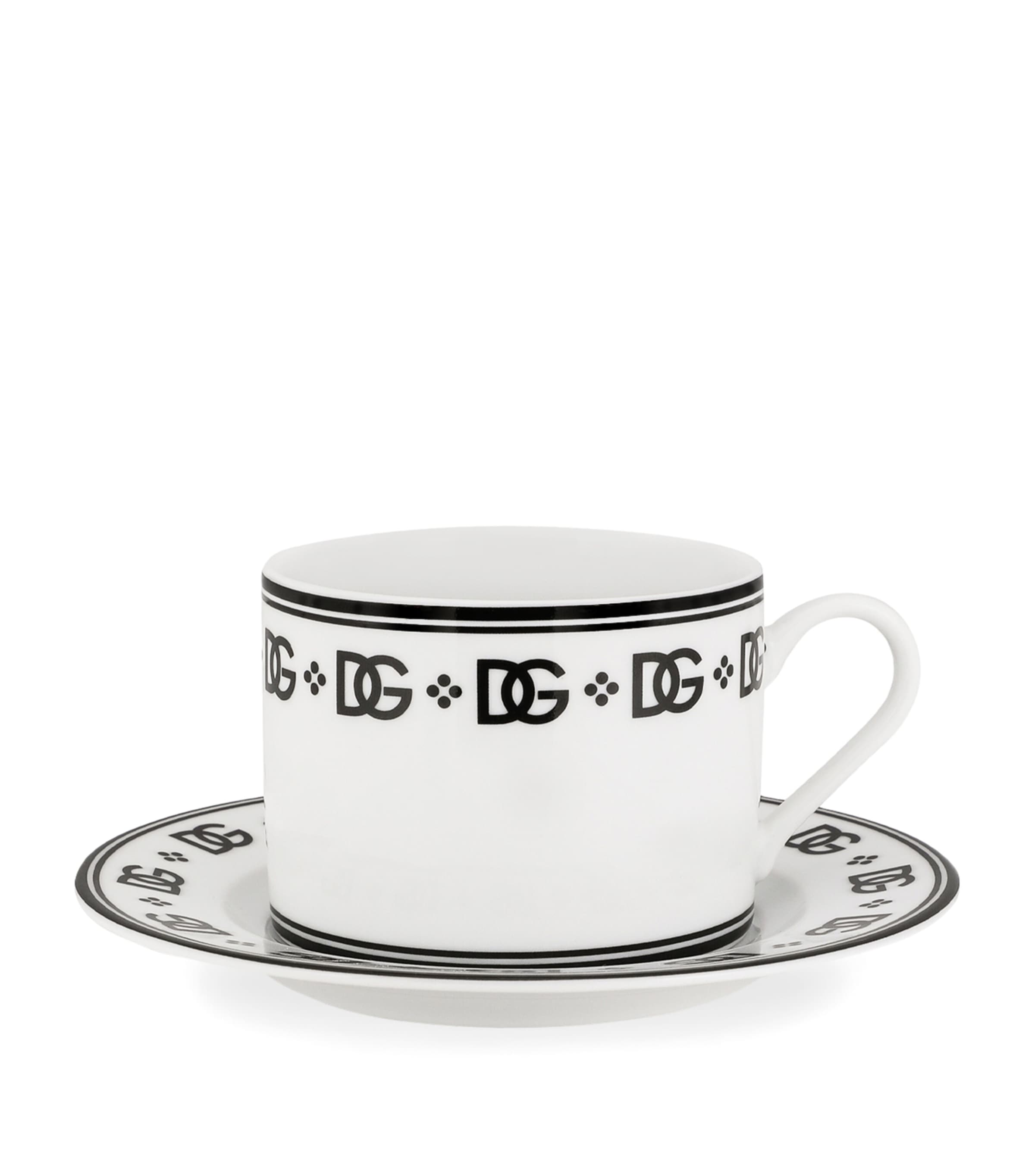 DG Logo Teacups and Saucers (Set of 2) U0082-DG LOGO BORDO Image 2