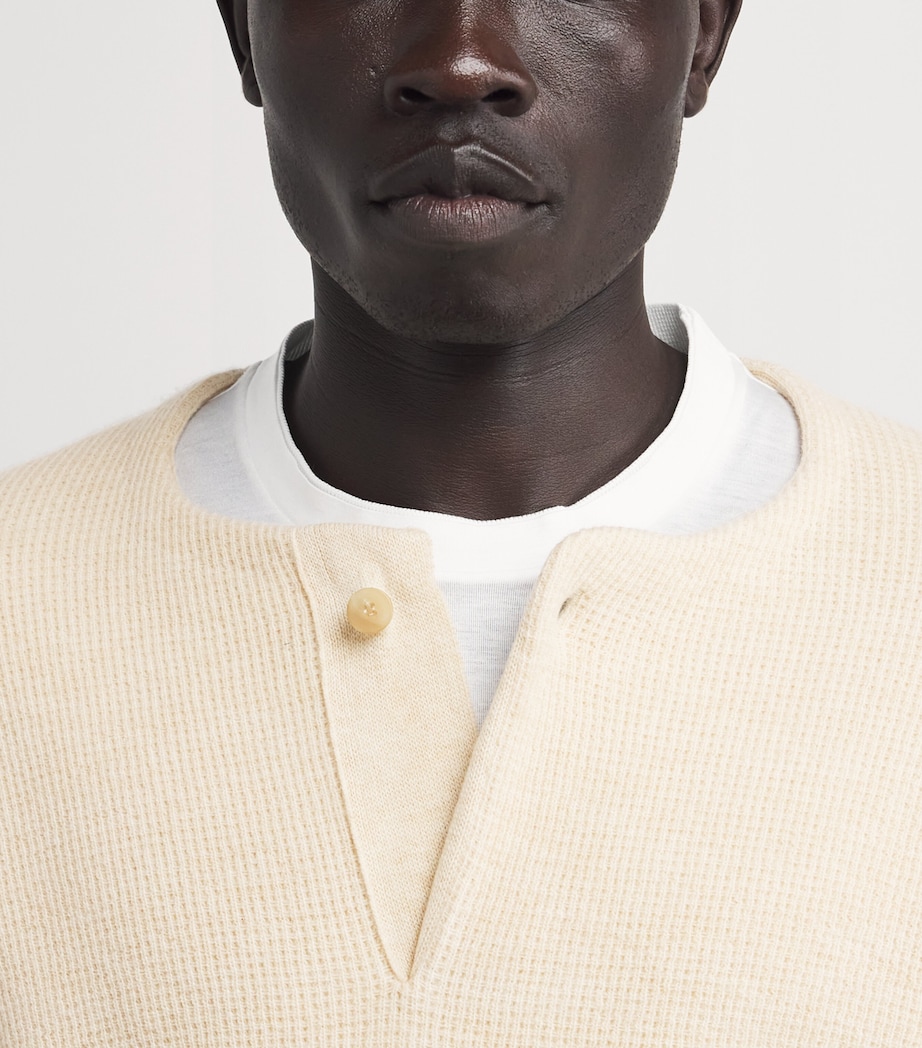 Virgin Wool Henley Sweater BONE Image 6