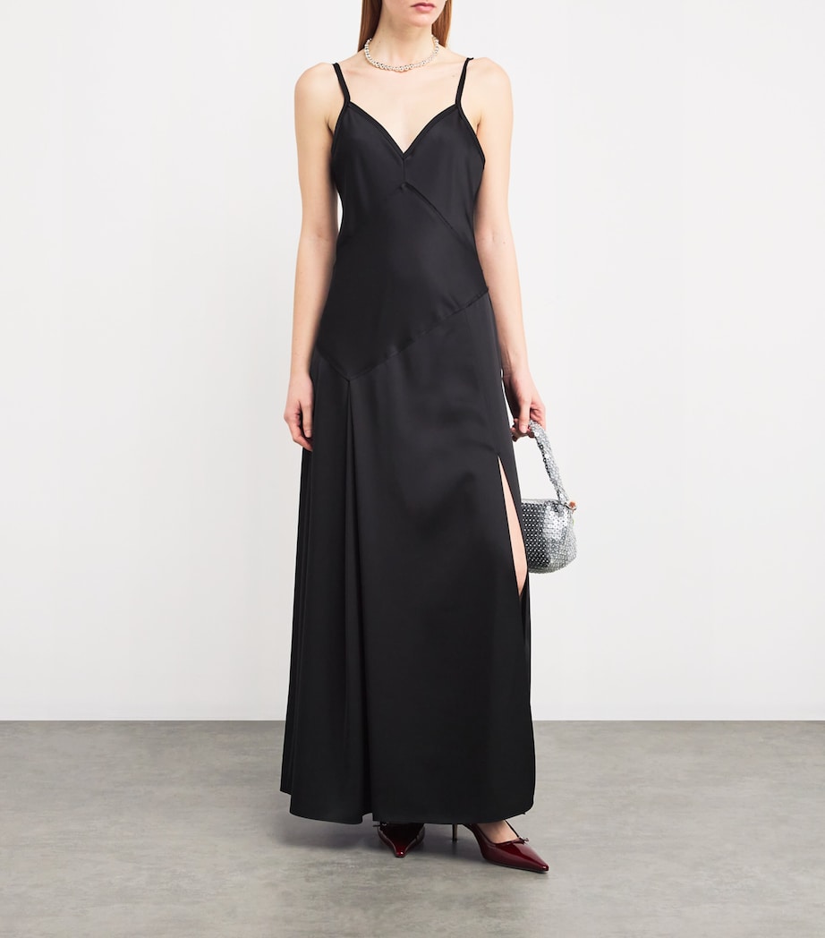 Satin Slip Maxi Dress BLACK Image 2