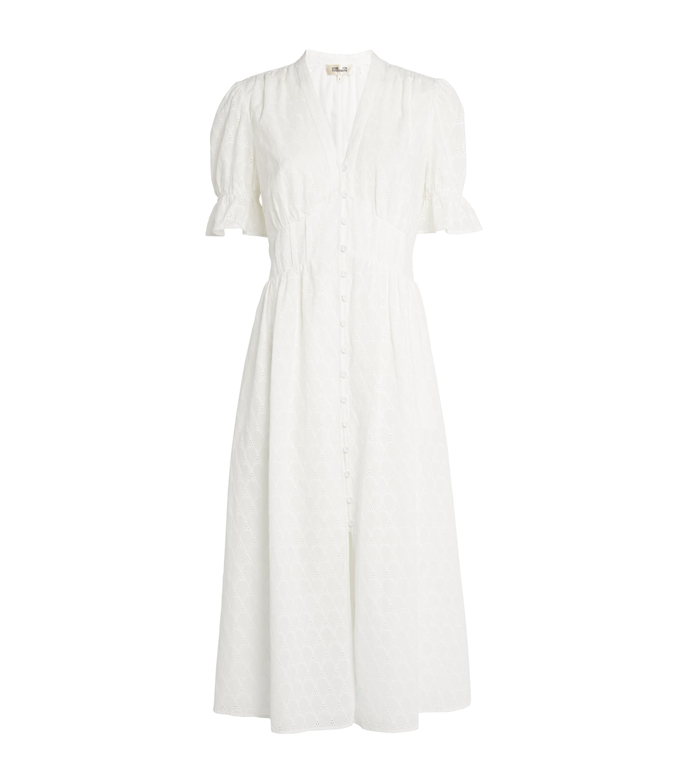 Diane Von Furstenberg Cotton Button-down Midi Dress In Ivory