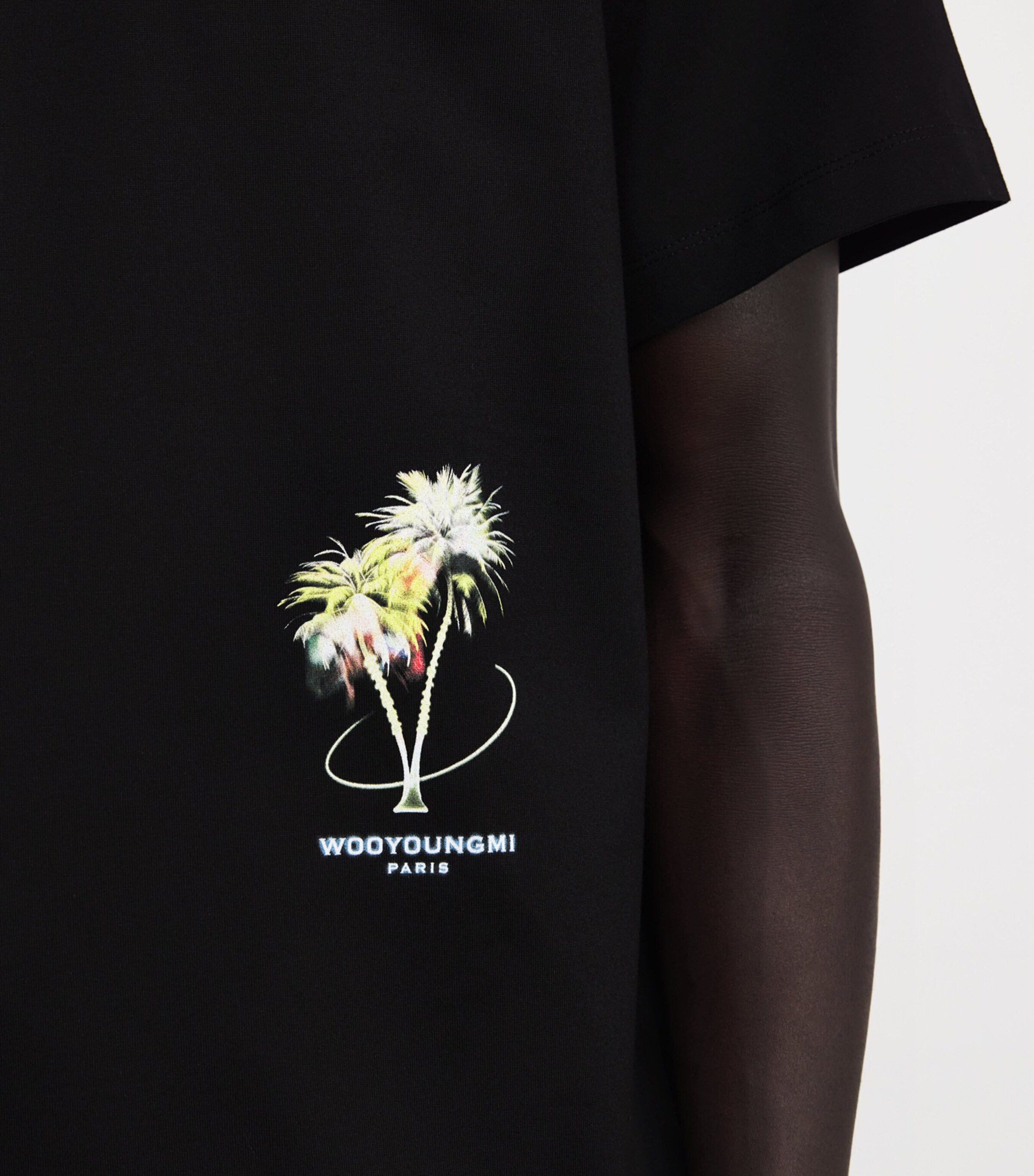 Wooyoungmi Mens Cotton Palm Tree T-Shirt Black Image 6
