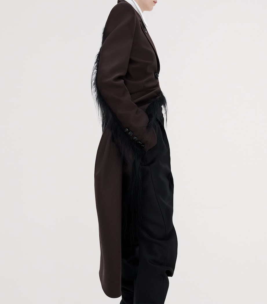 Schiaparelli Womens Wool-Silk Demi-Lune Tailored Coat Dark Brown Image 5