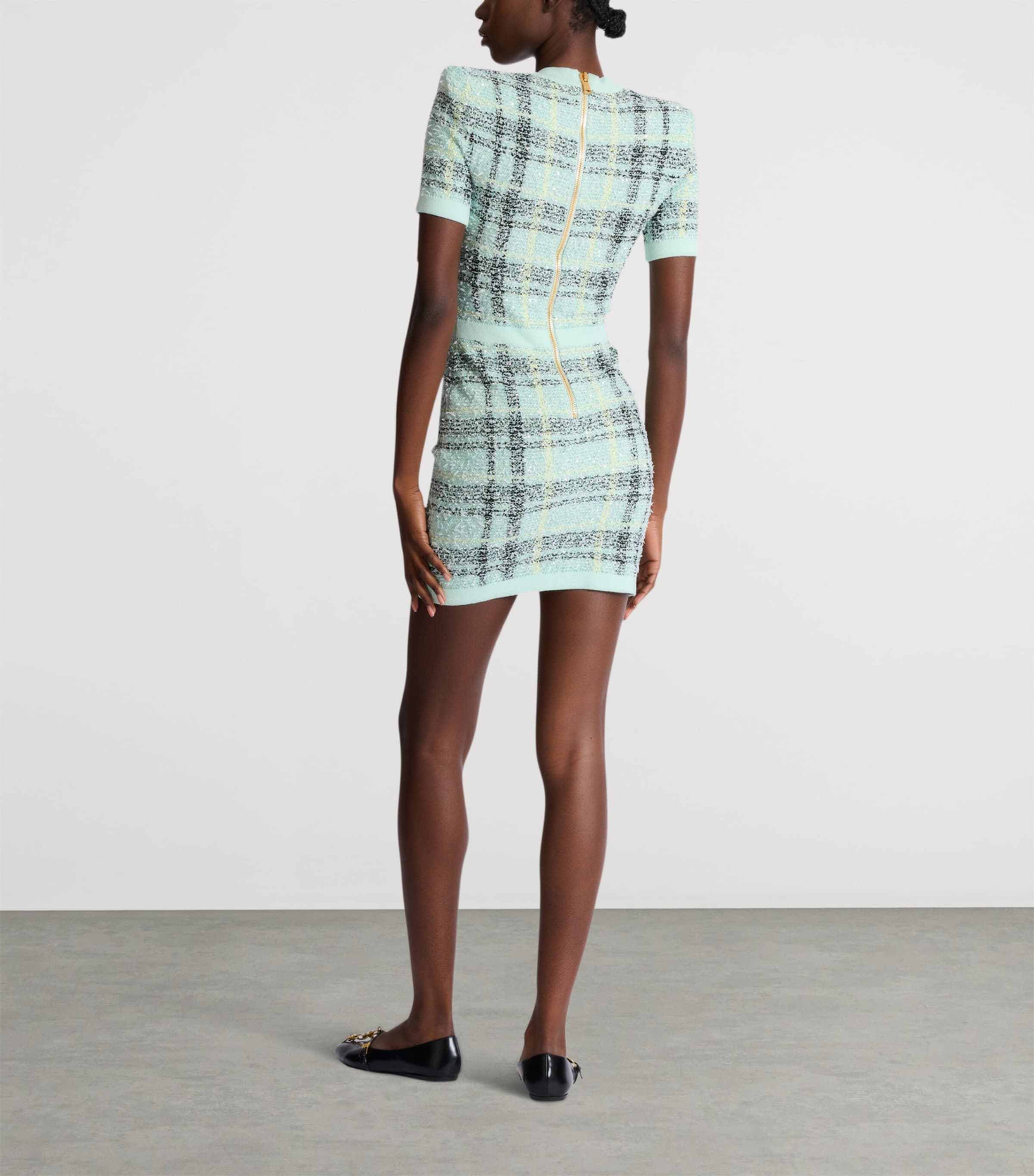 Tweed Sequin Mini Dress ULM VERT/JAUNE/NOIR Image 7