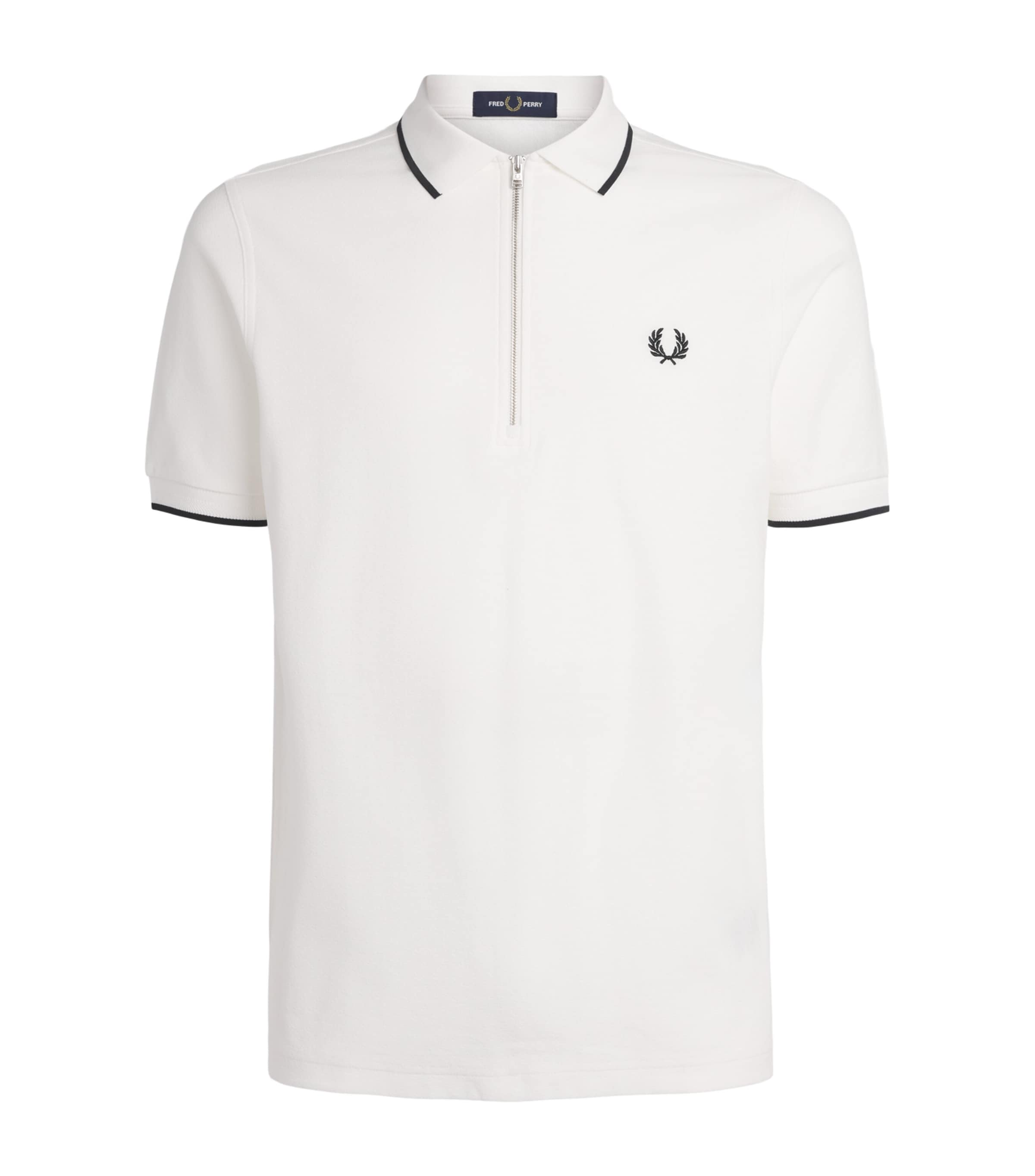 Fred Perry Mens Cotton Crepe Piqué Polo Shirt Snow White Image 1