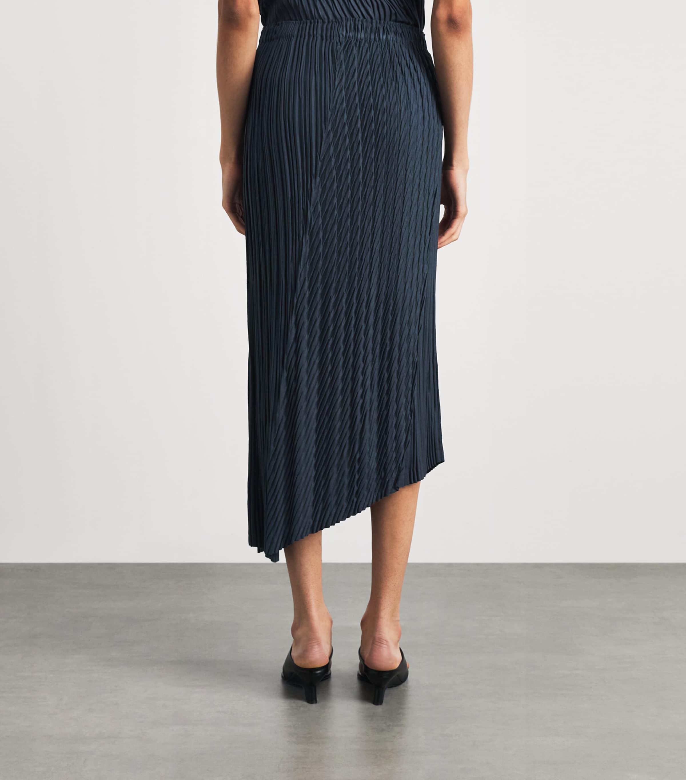 Issey Miyake Blue Unfurling Pleats Asymmetric Midi Skirt | Harrods US