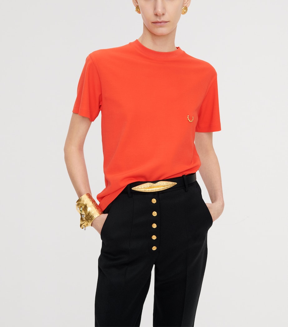 Schiaparelli Womens Cotton Pierced T-Shirt Red Image 2