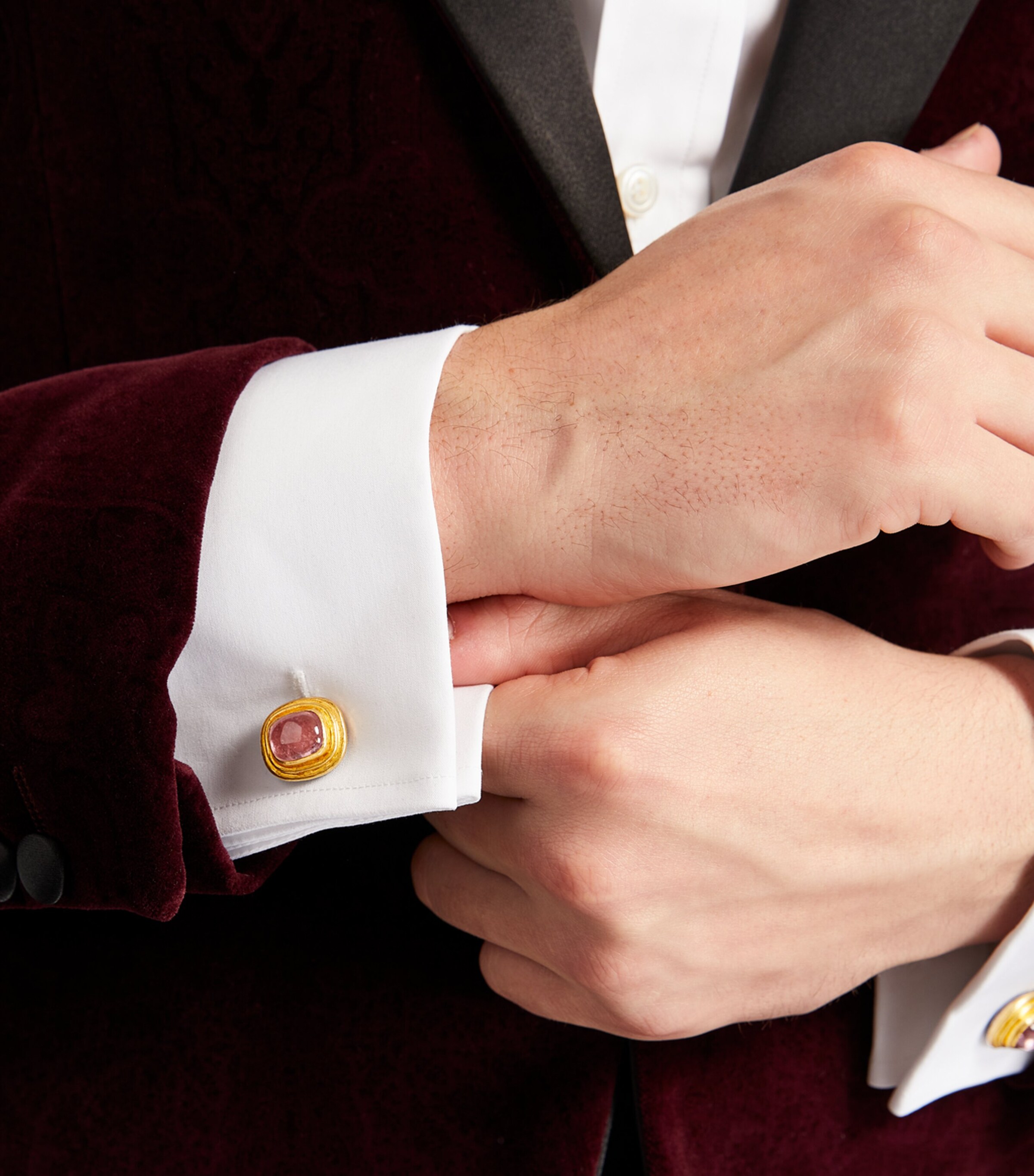 Brooski Gold and Pink Tourmaline Cufflinks Gold/pink Image 4