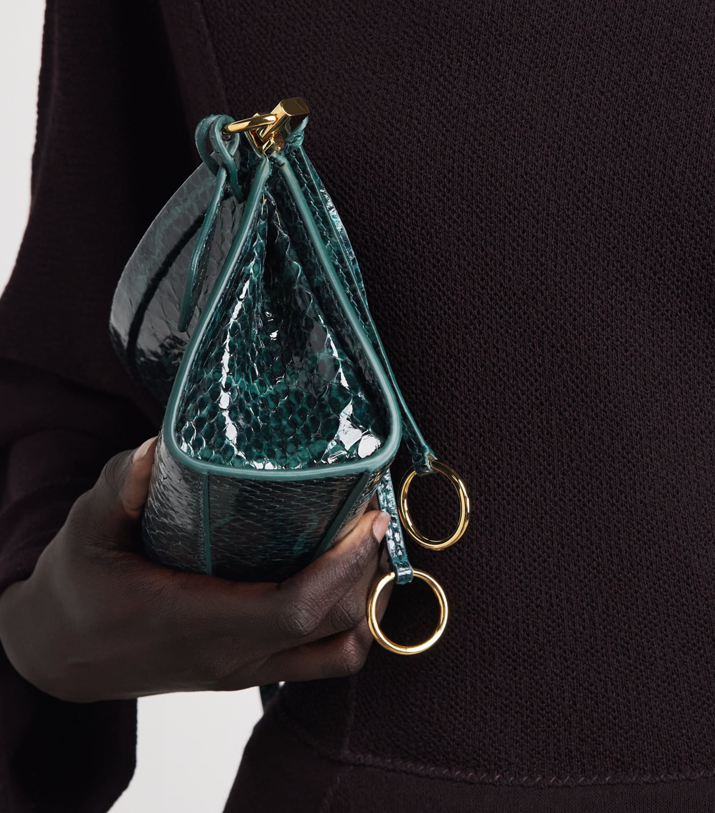 Alaïa Small Snakeskin Le Click East West Shoulder Bag Bleu Paon Image 5