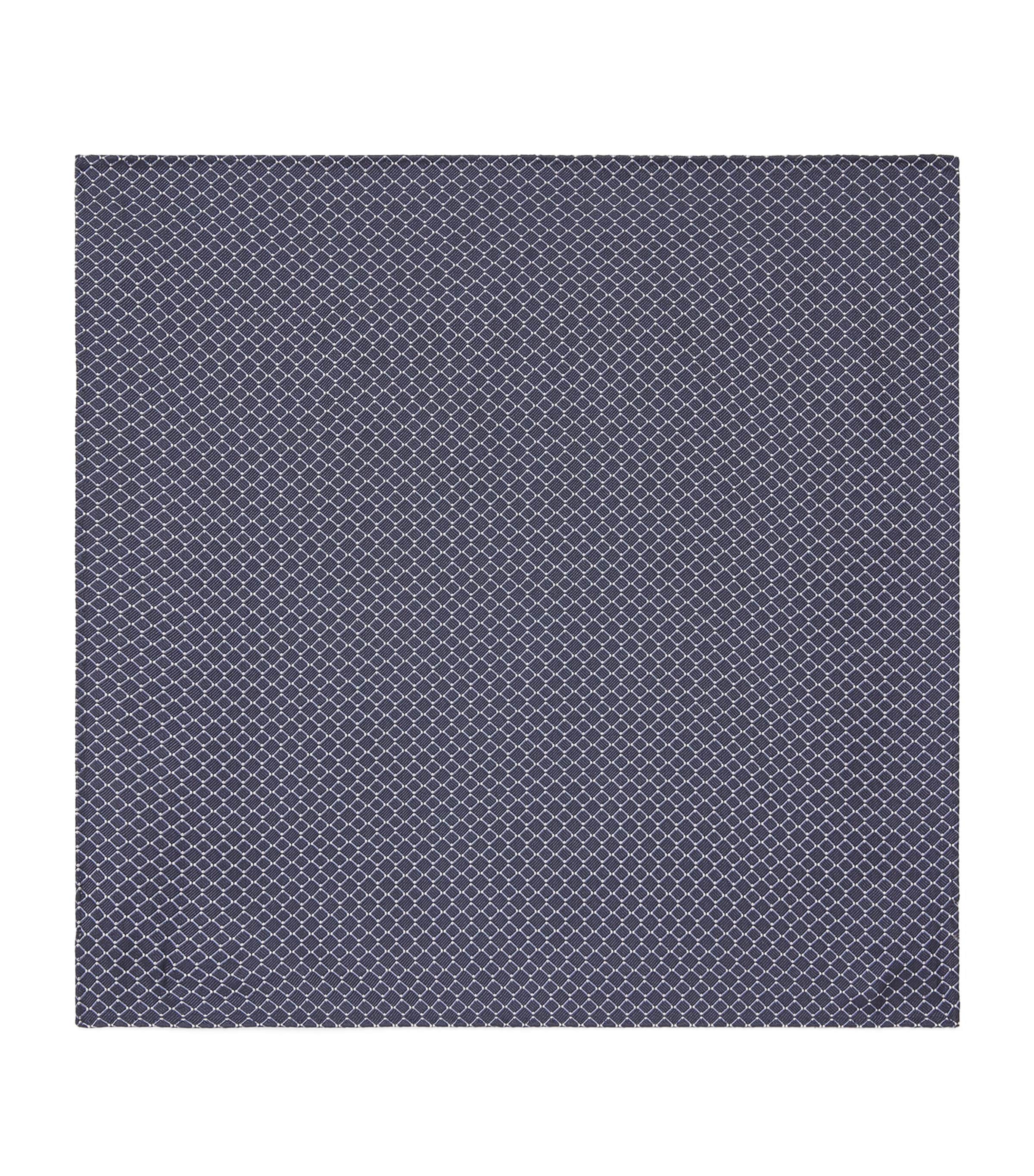 Pal Zileri Silk Printed Pocket Square Blue Image 1