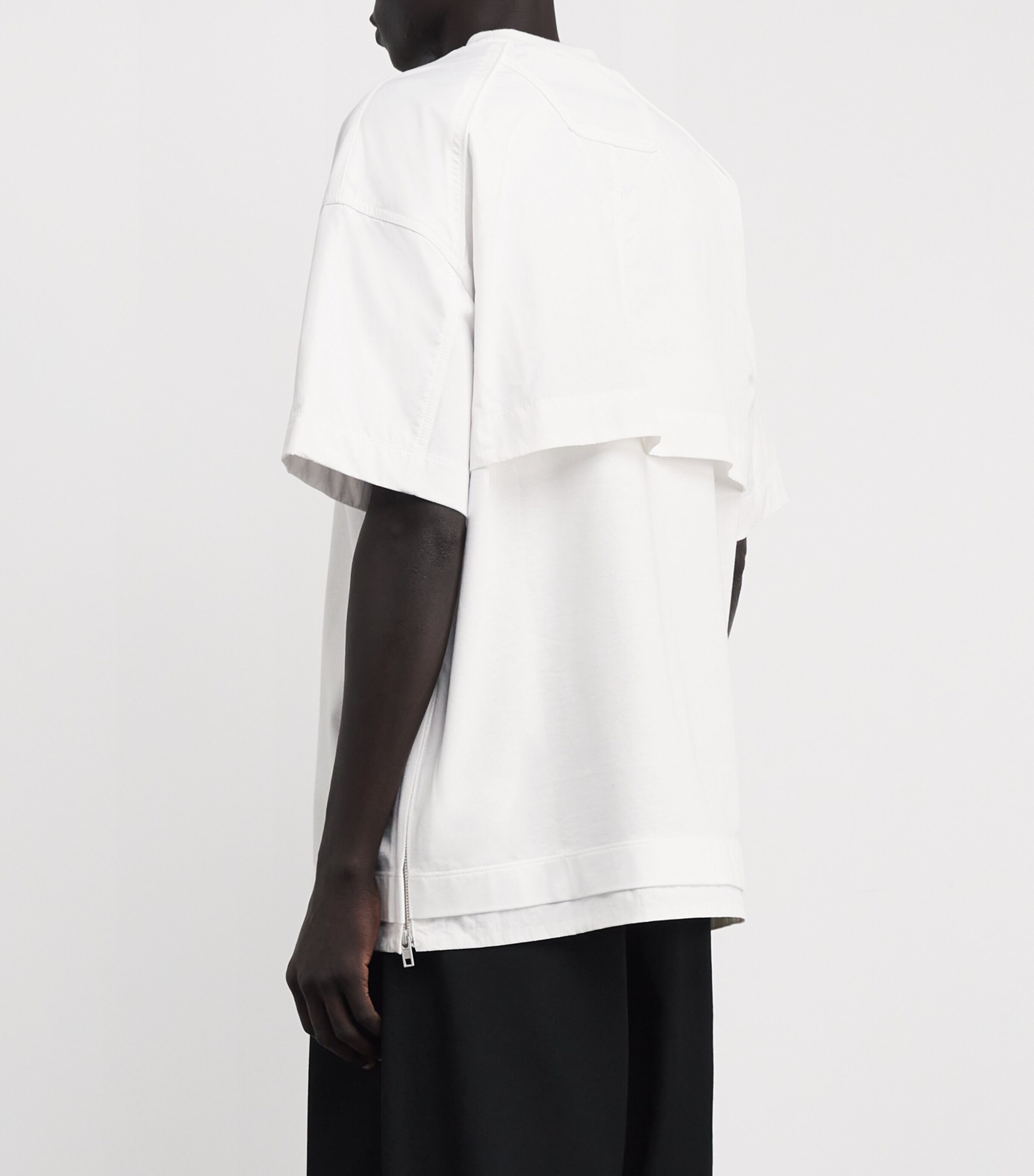 Cotton-Nylon Layered T-Shirt WHITE 1 Image 4