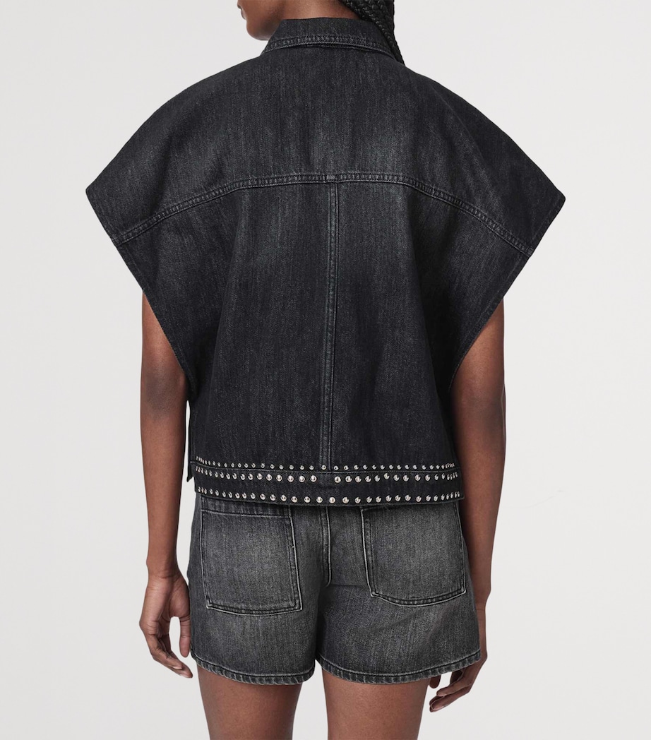 AllSaints Womens Alba Sleeveless Denim Shirt Shadow Black Image 4