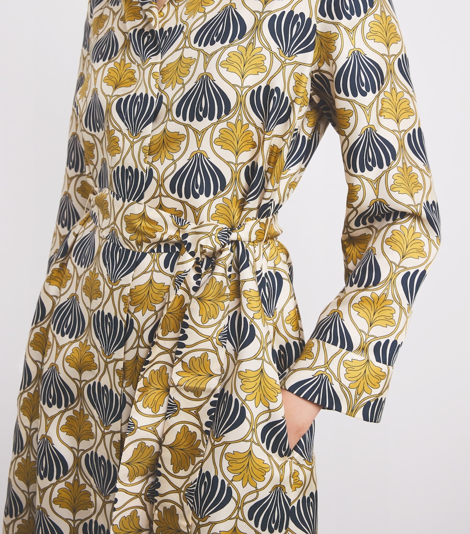 Silk Patterned Kaftan Midi Dress MUSTARD Image 6