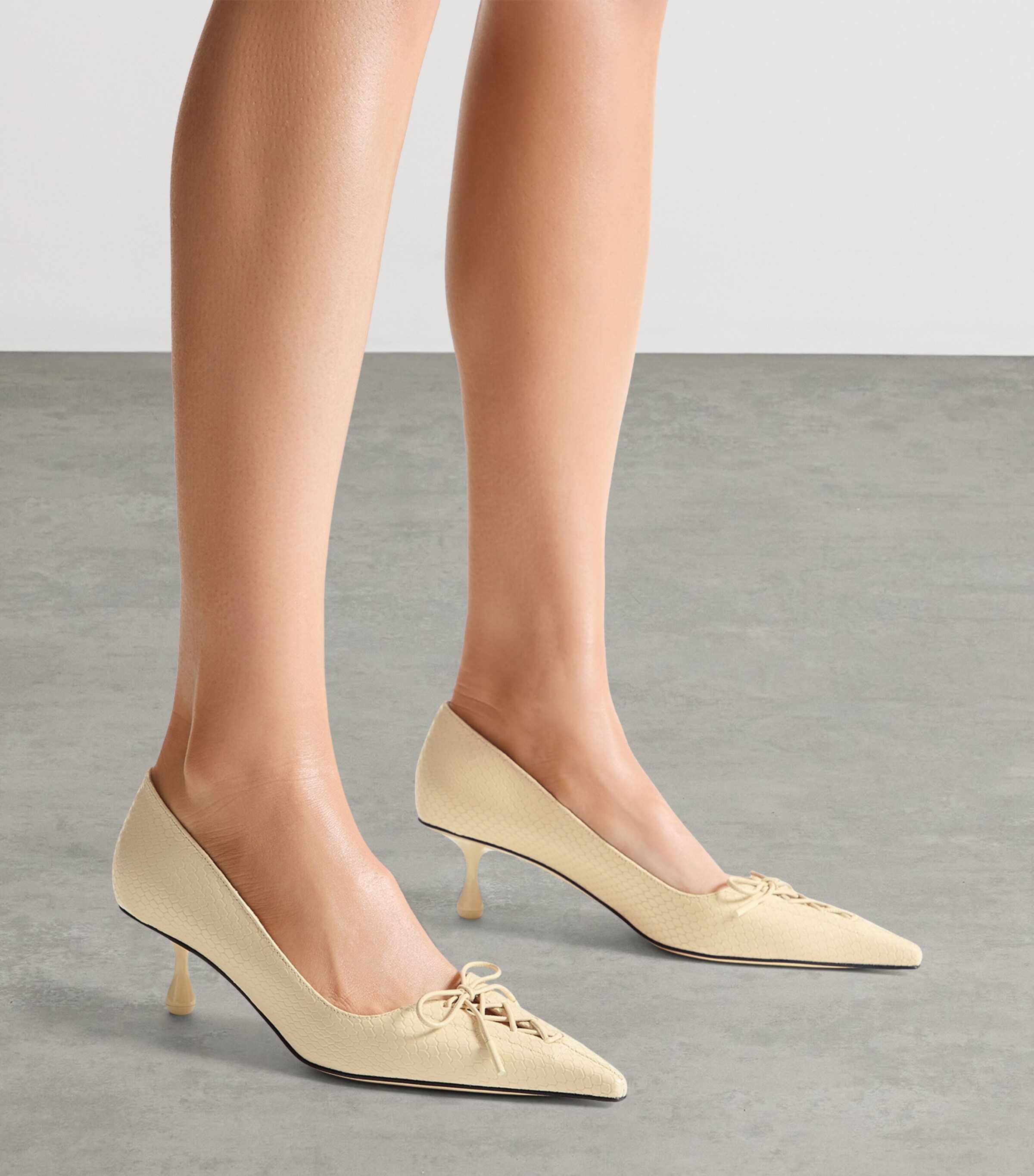 Jimmy Choo Scarlett 50 Leather Lace-Up Pumps Buttermilk Image 2