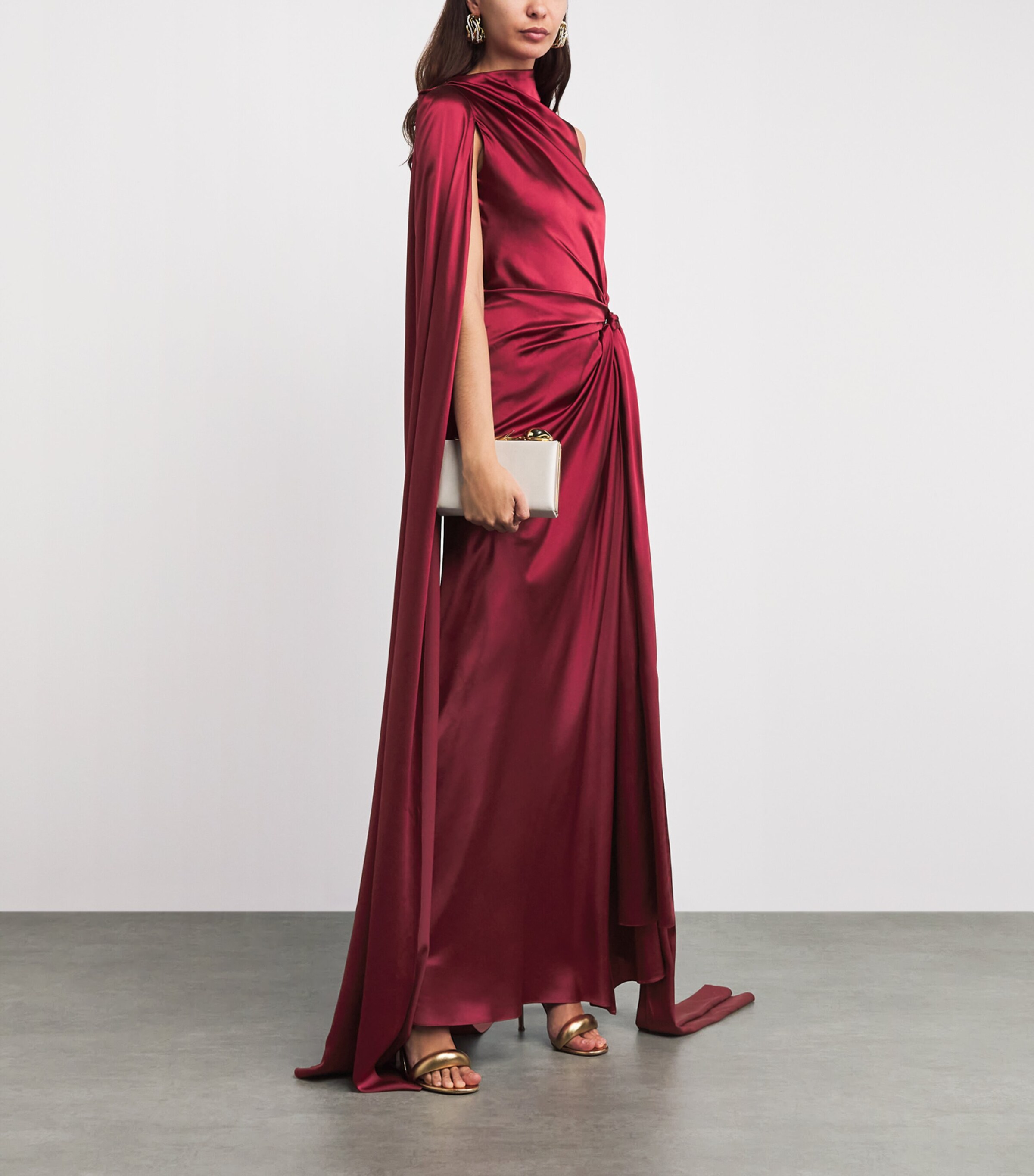 Roksanda Womens Silk Satin Asymmetric Orien Gown Borgonha Image 2