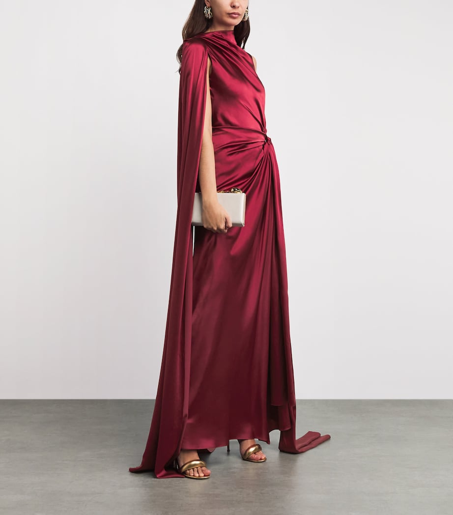 Roksanda Womens Silk Satin Asymmetric Orien Gown Borgonha Image 2