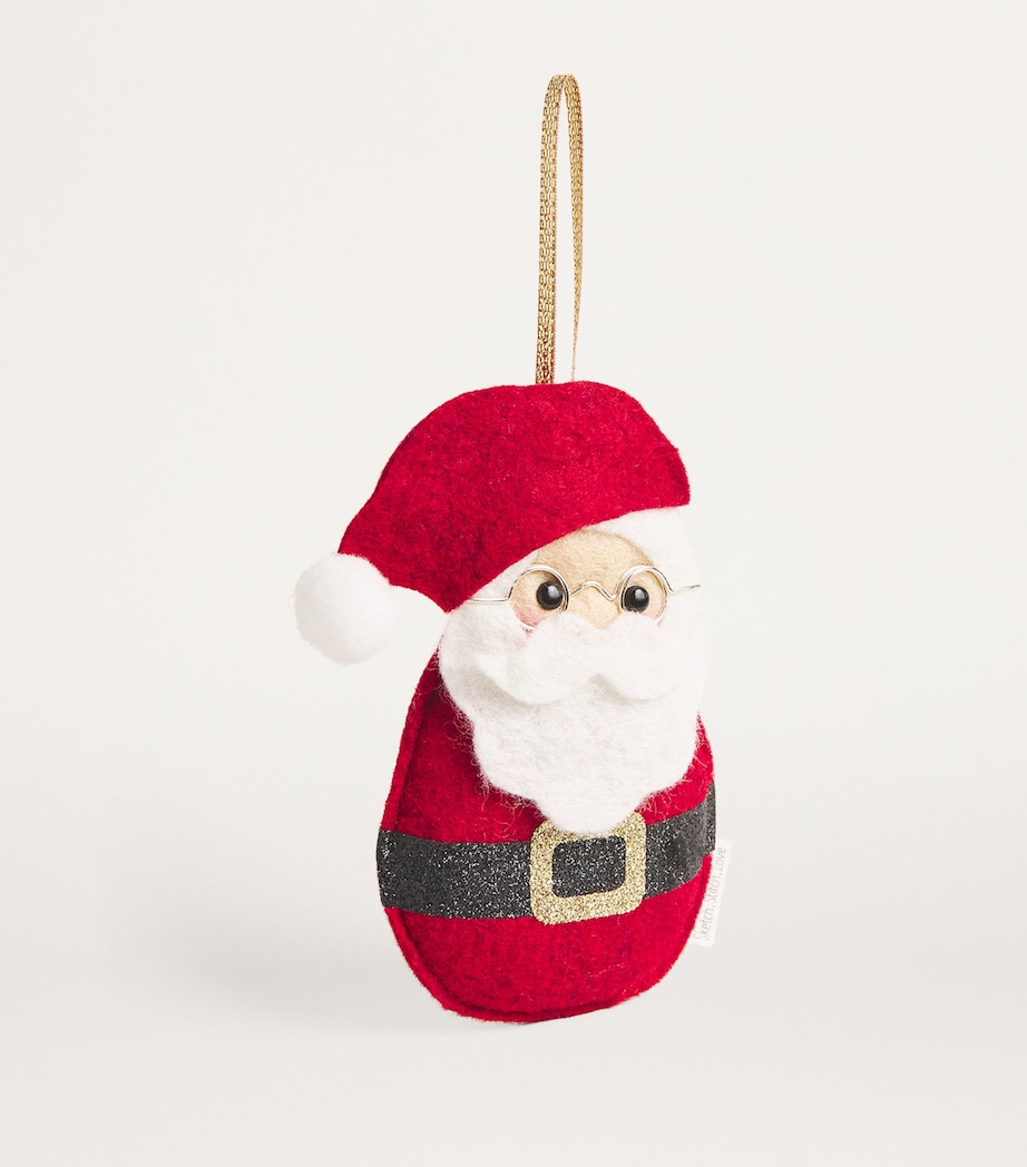 SKETCH.STITCH.LOVE Woollen Father Christmas Tree Decoration Burgundy/white Image 2