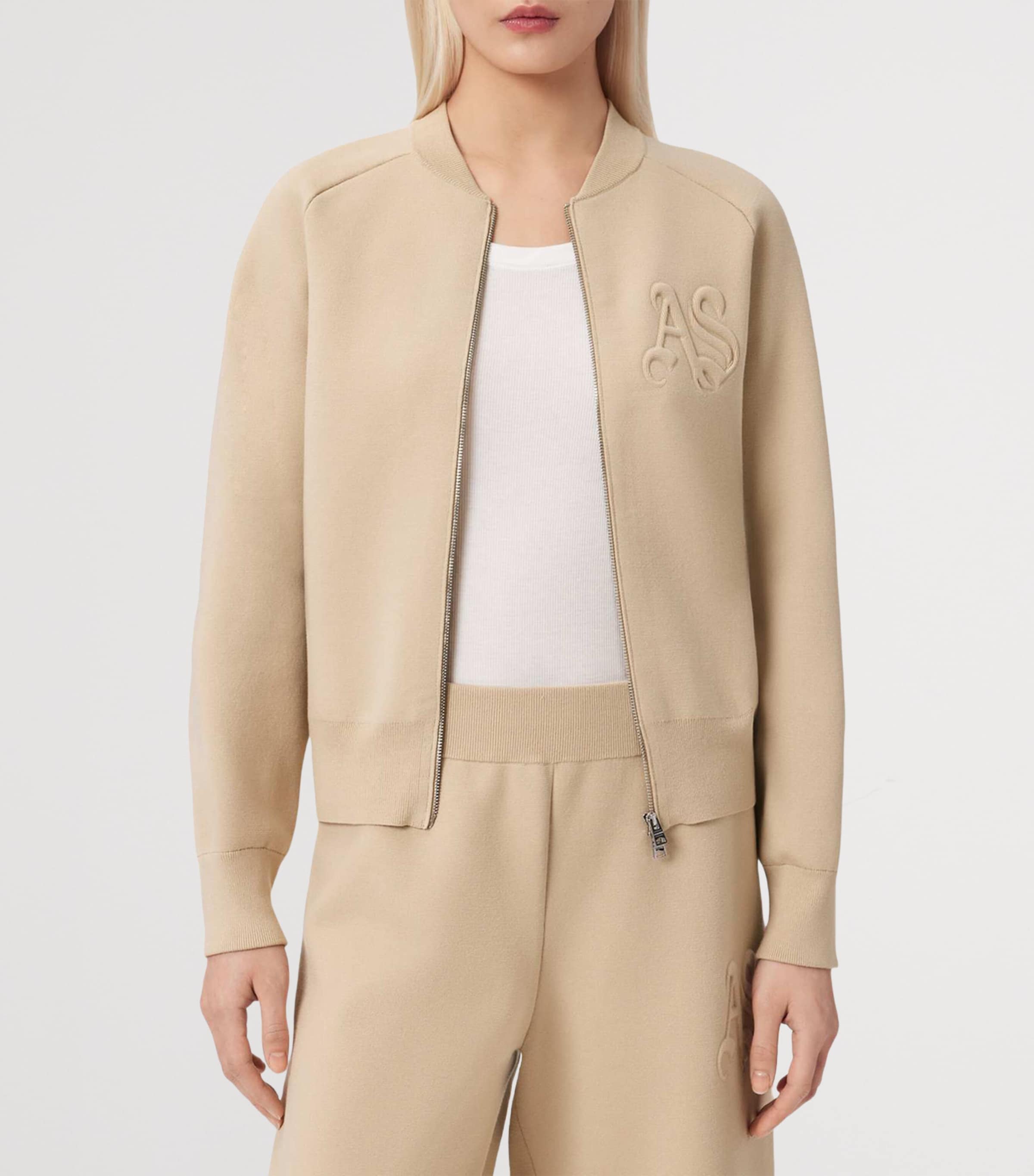 Knitted Sonny Bomber Jacket PEBBLE WHITE Image 3