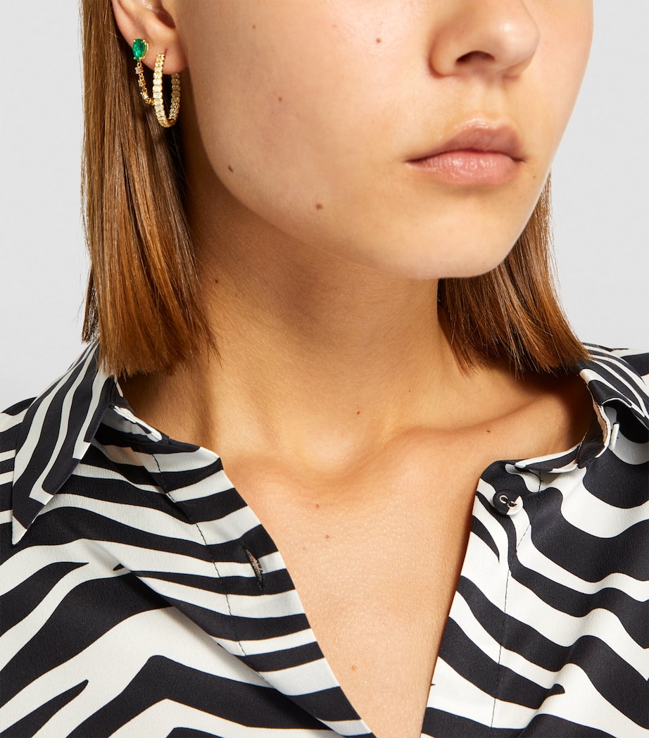 Yellow Gold and Diamond Luna Hoop Earrings YELLOW GOLD Image 4