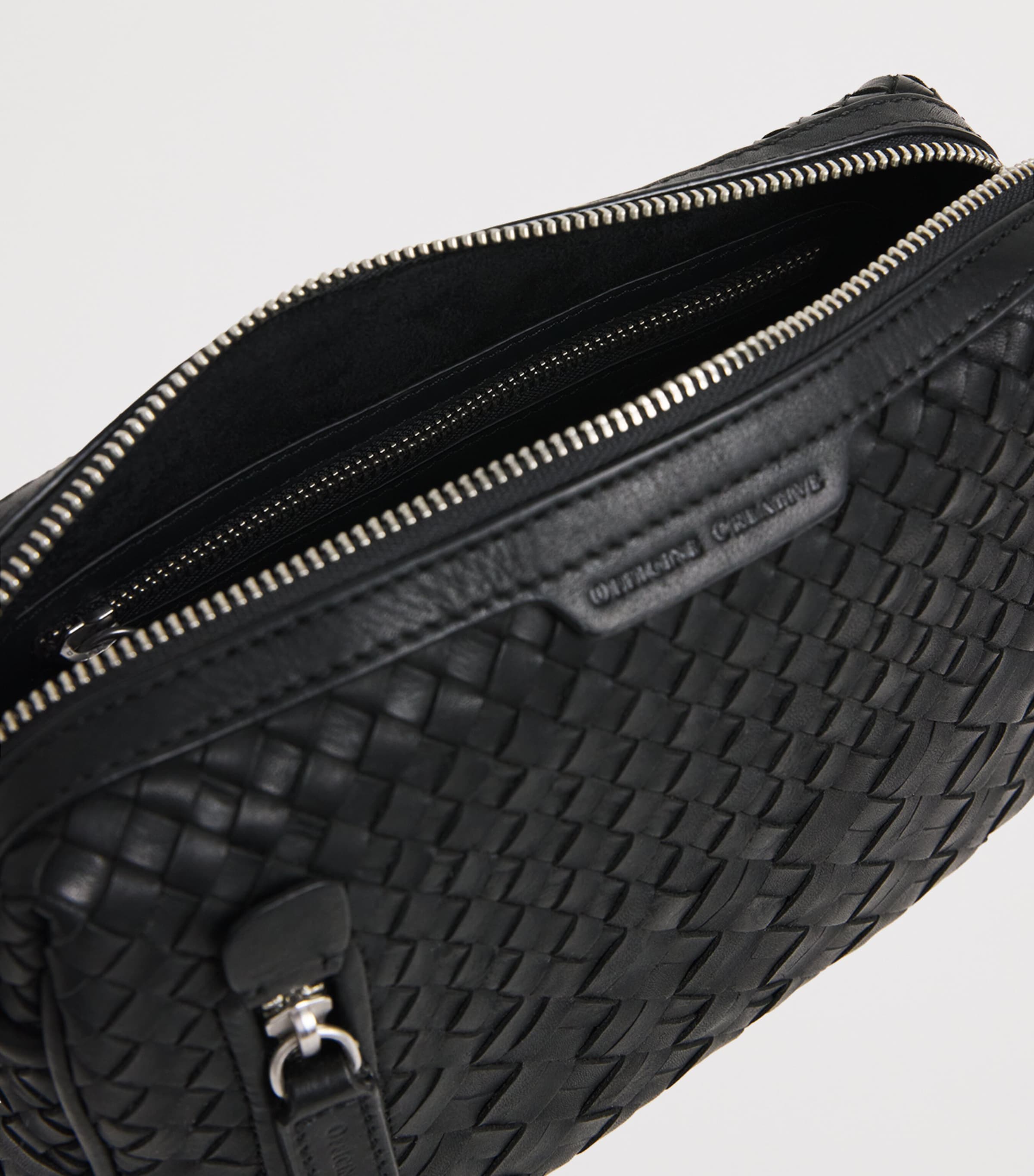 Officine Creative Leather Woven Armor Pouch Nero Image 5