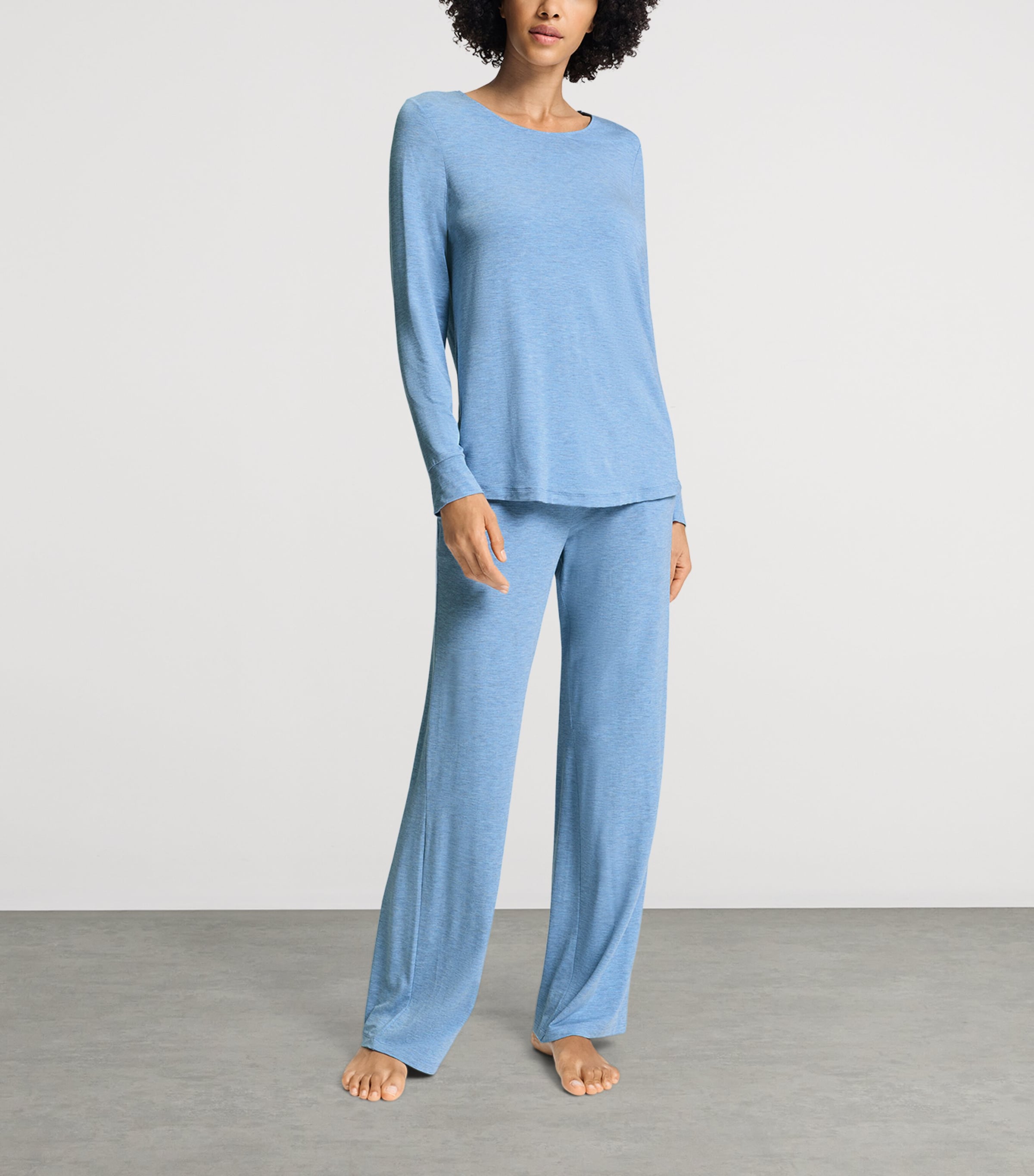 Hanro Womens Natural Elegance T-Shirt Bluebird Melange Image 2