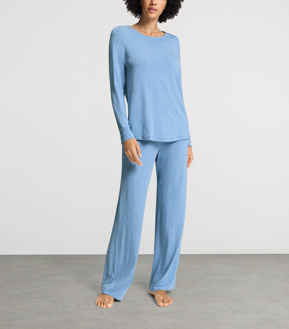 Hanro Womens Natural Elegance T-Shirt Bluebird Melange Image 2
