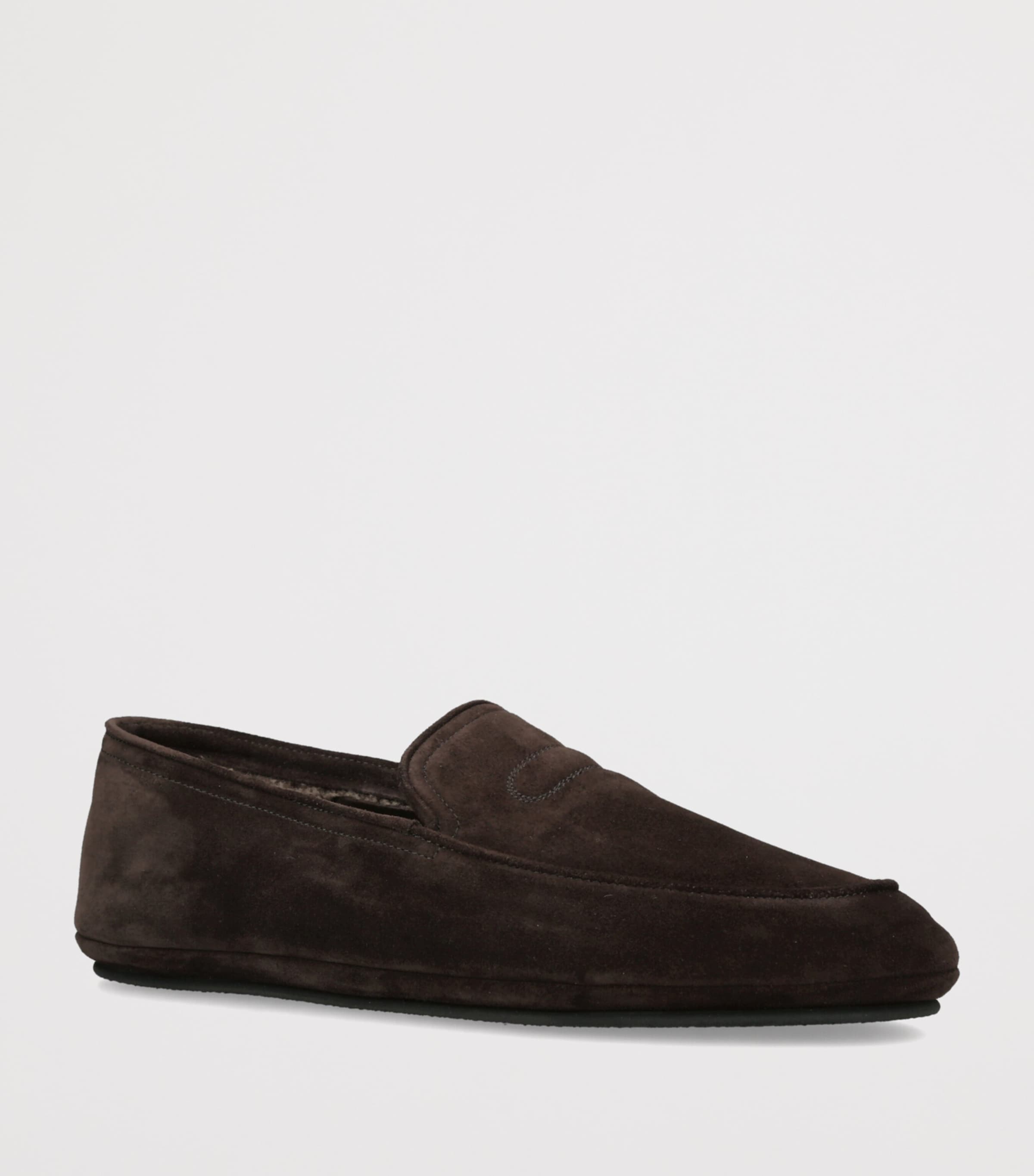 John Lobb Suede Kingston Slippers Dark Brown Image 2