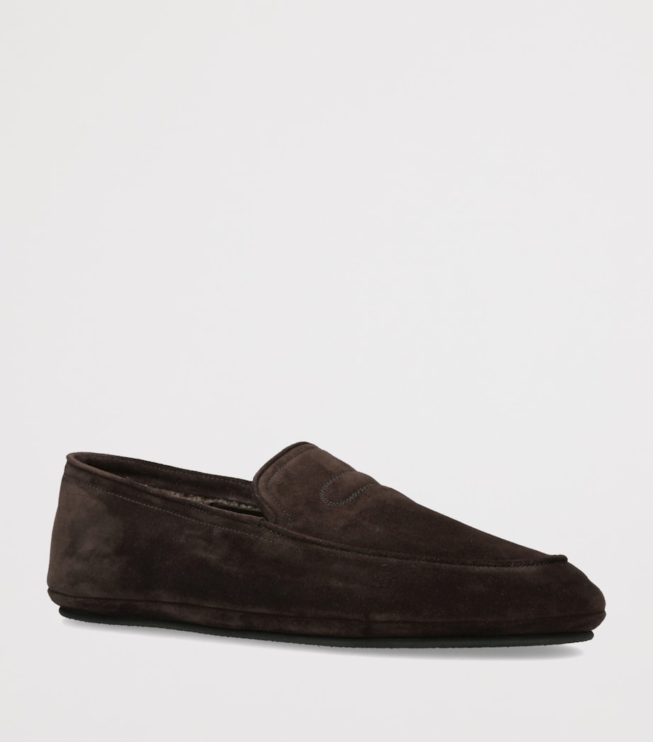 John Lobb Suede Kingston Slippers Dark Brown Image 2