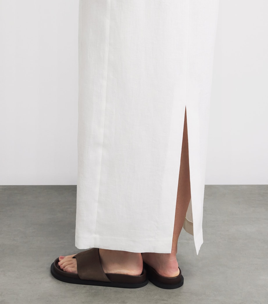 Lafayette 148 Womens Linen Sleeveless Maxi Dress White Image 6