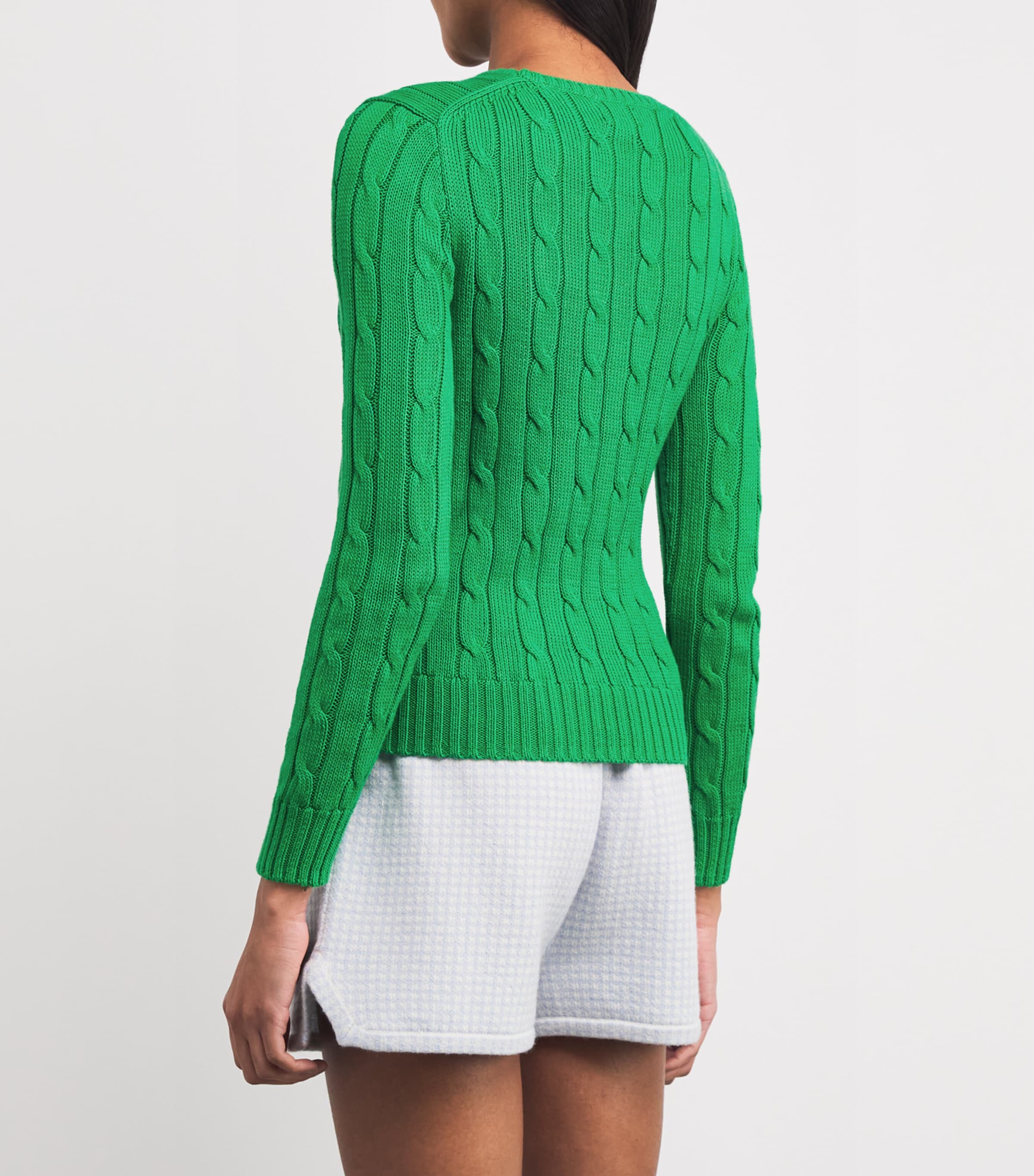 Polo Ralph Lauren Womens Cotton Cable-Knit Sweater Preppy Green Image 4